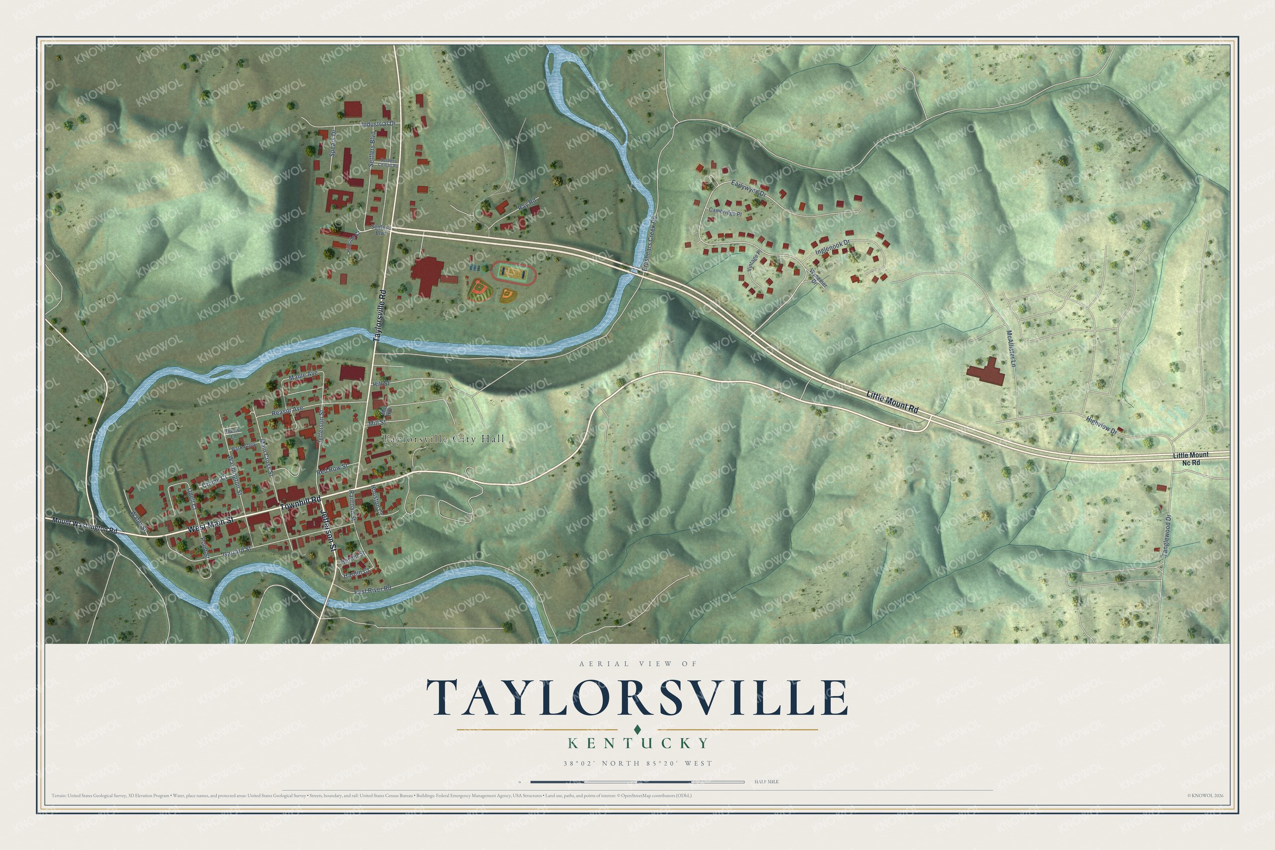 Watermarked full-map preview of Taylorsville, Kentucky