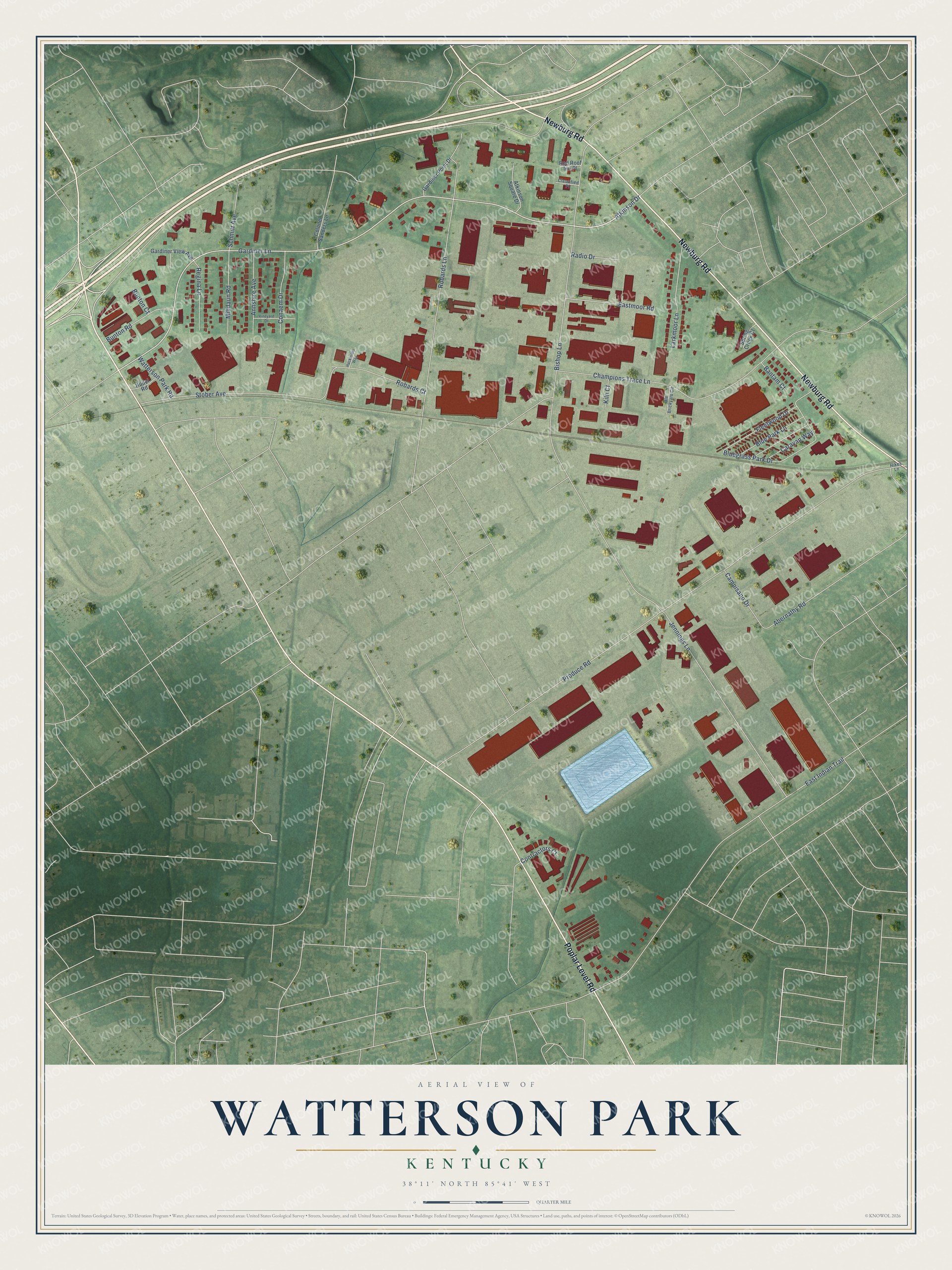 Watermarked full-map preview of Watterson Park, Kentucky