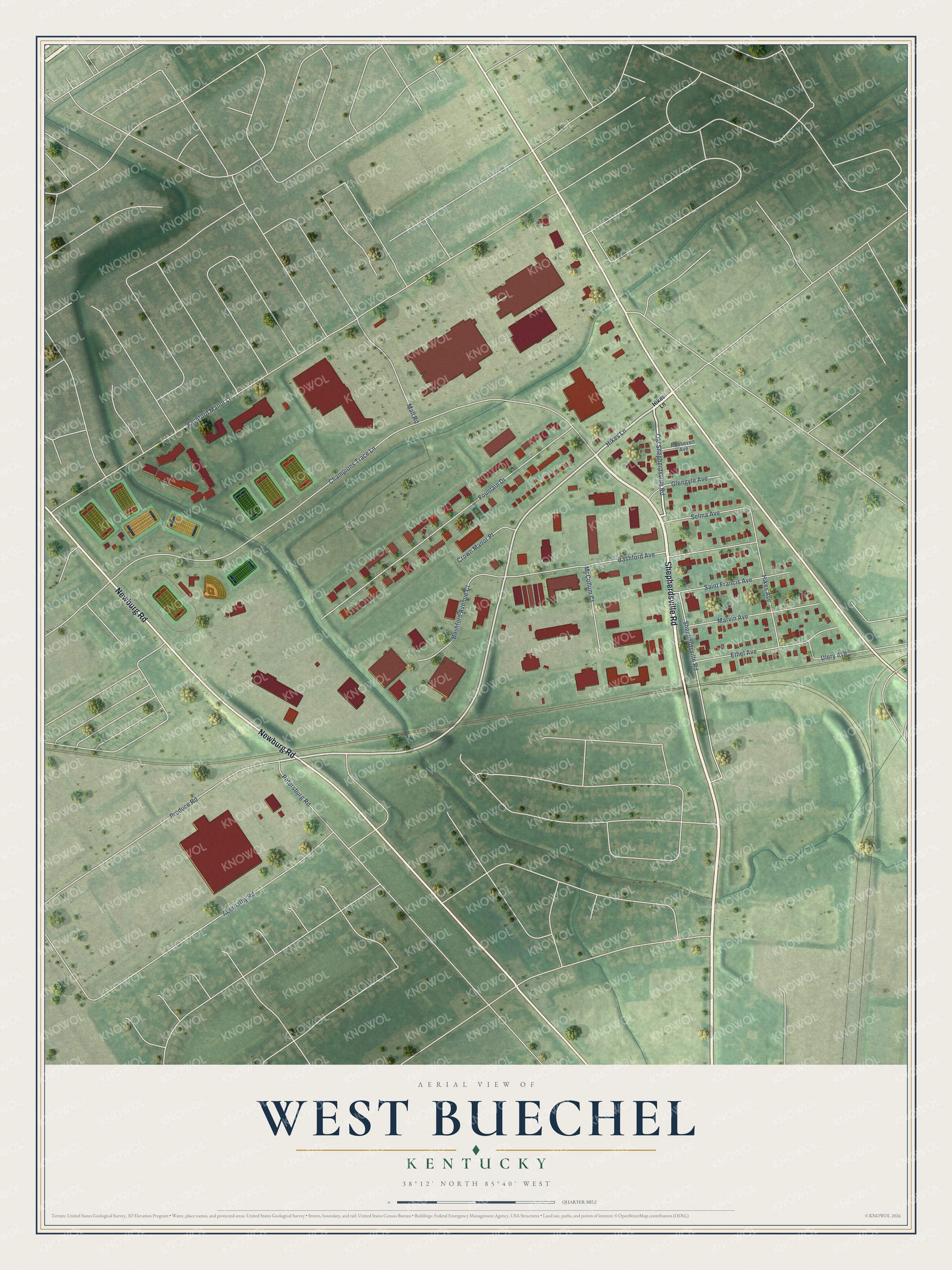 Watermarked full-map preview of West Buechel, Kentucky