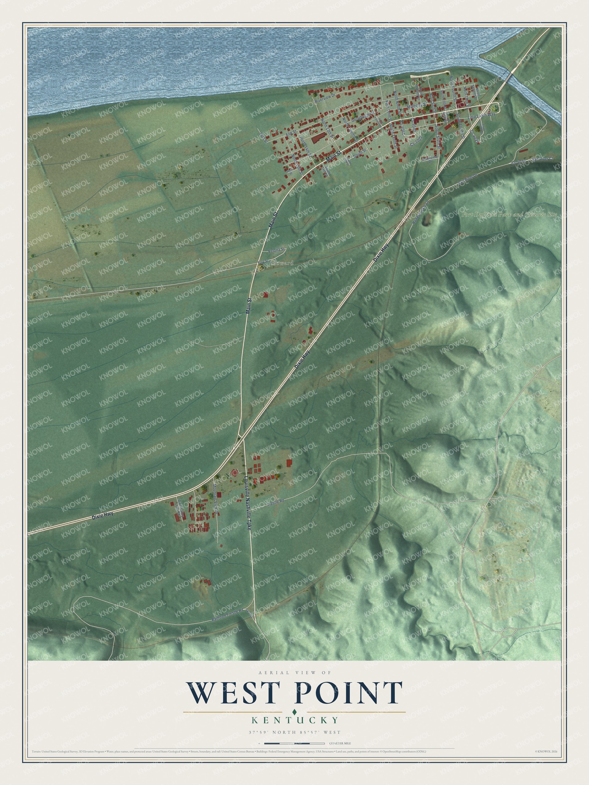 Watermarked full-map preview of West Point, Kentucky
