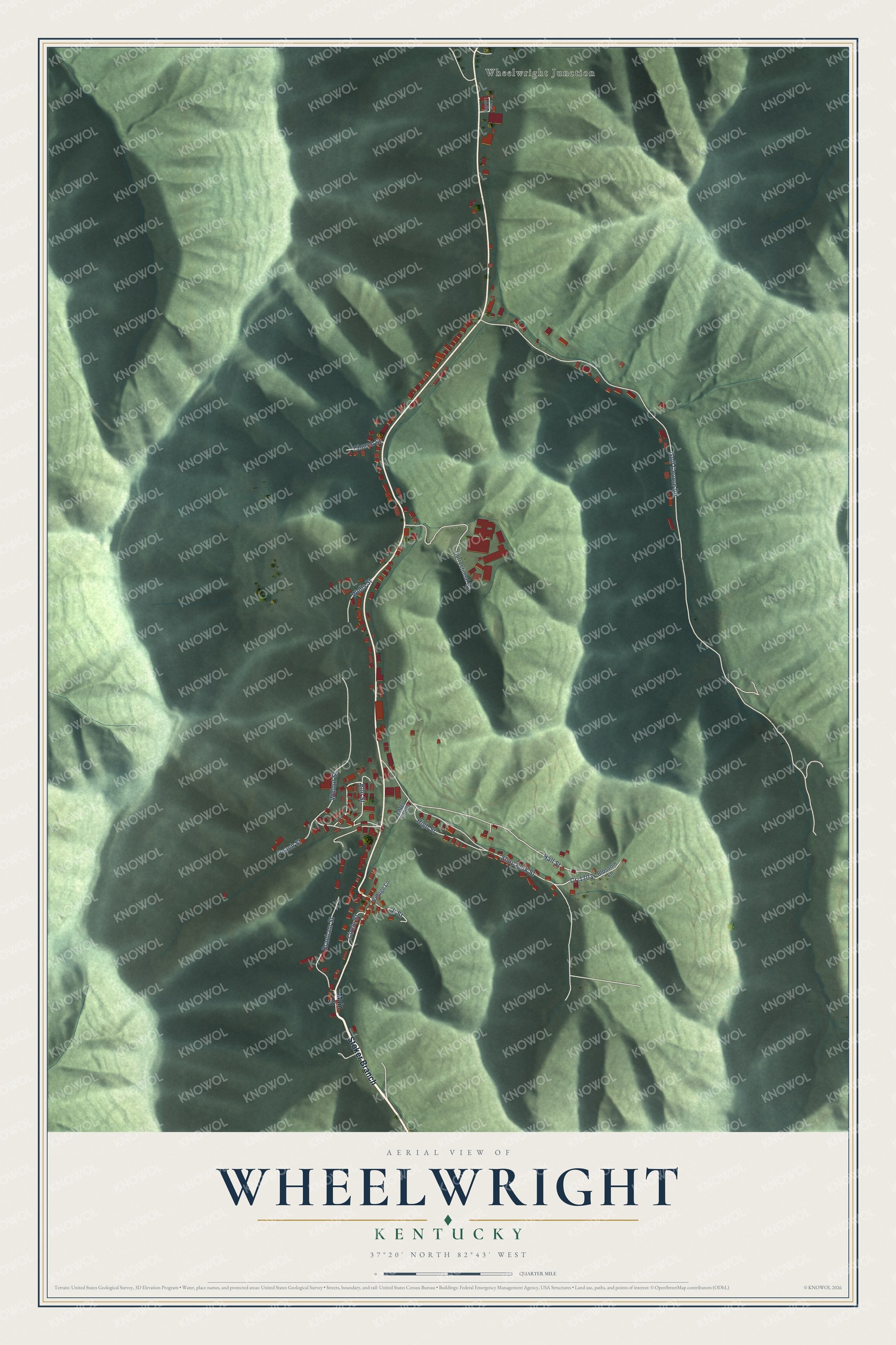 Watermarked full-map preview of Wheelwright, Kentucky