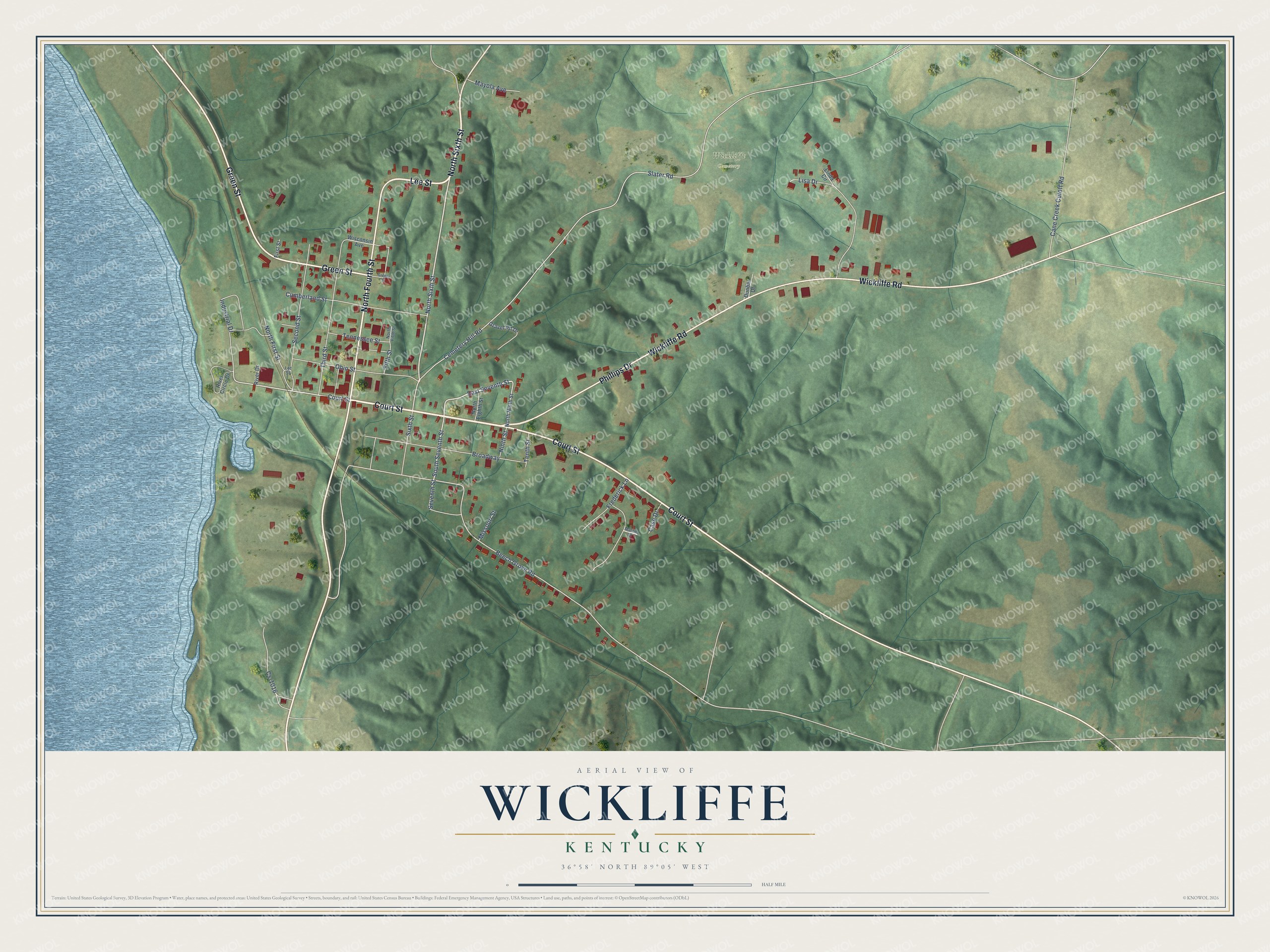 Watermarked full-map preview of Wickliffe, Kentucky
