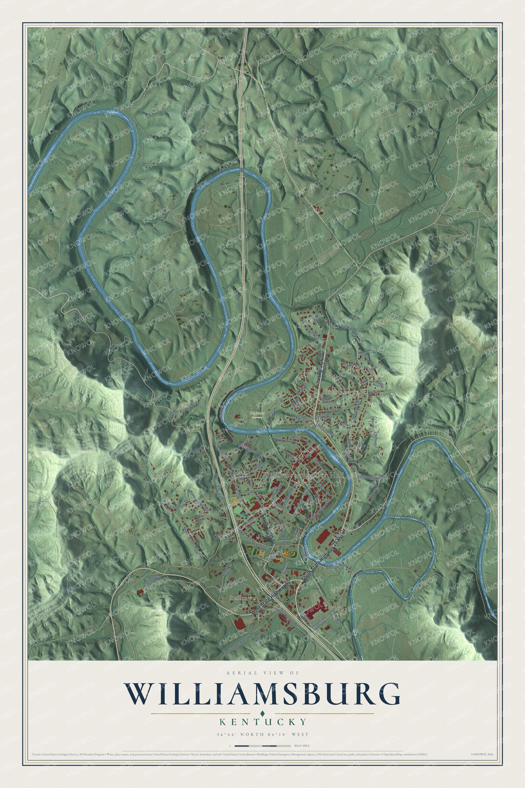 Watermarked full-map preview of Williamsburg, Kentucky