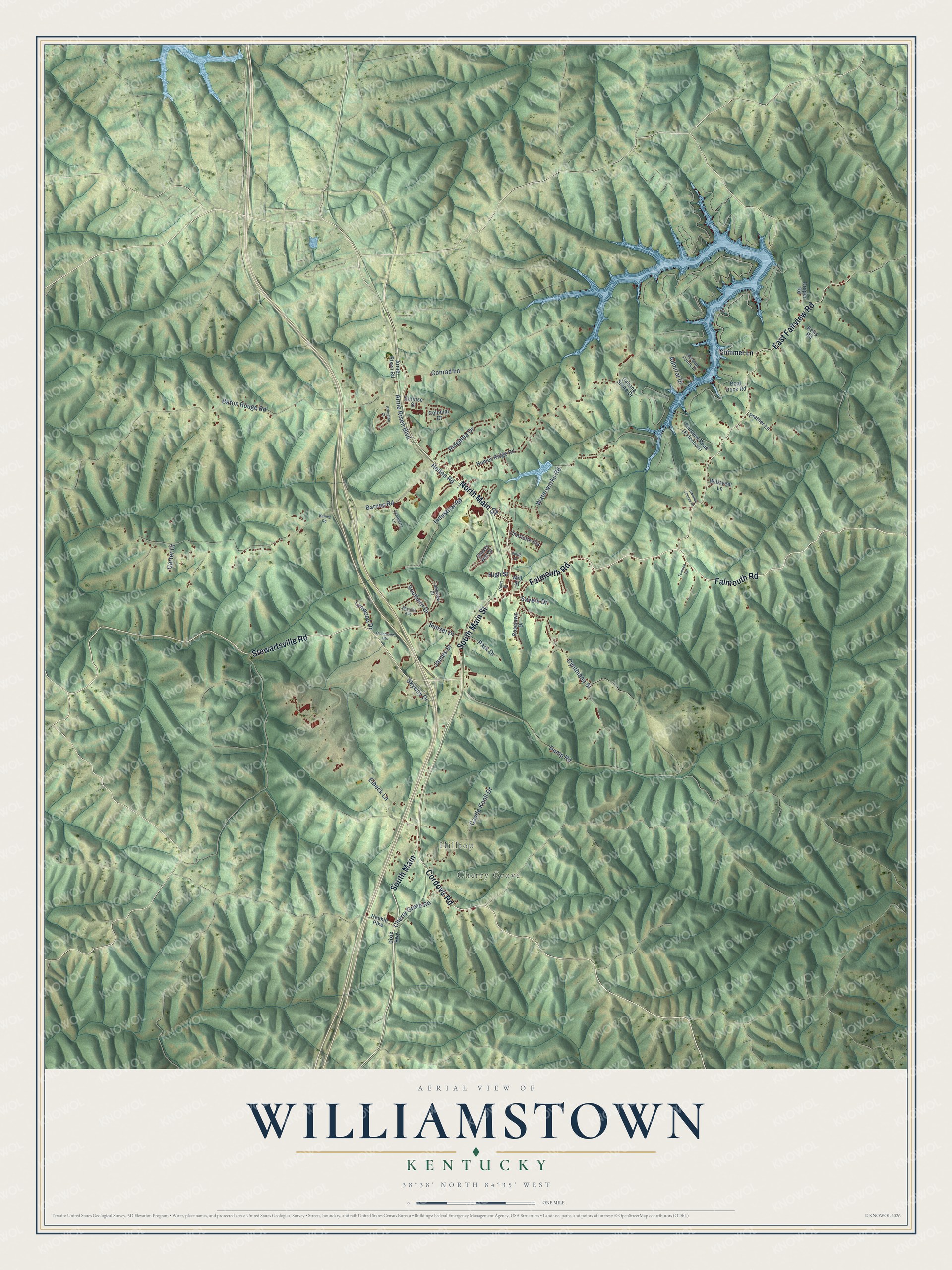 Watermarked full-map preview of Williamstown, Kentucky