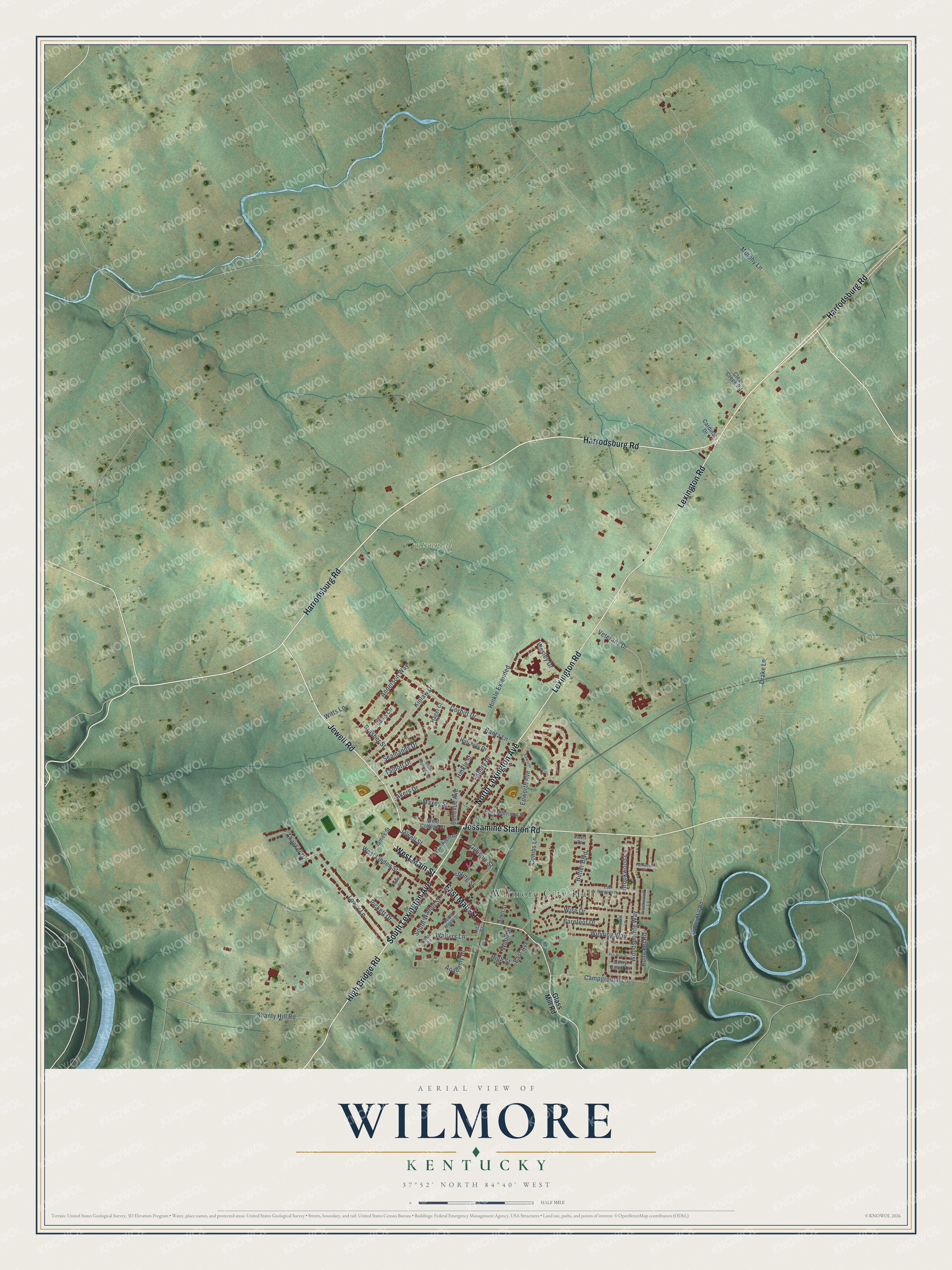 Watermarked full-map preview of Wilmore, Kentucky