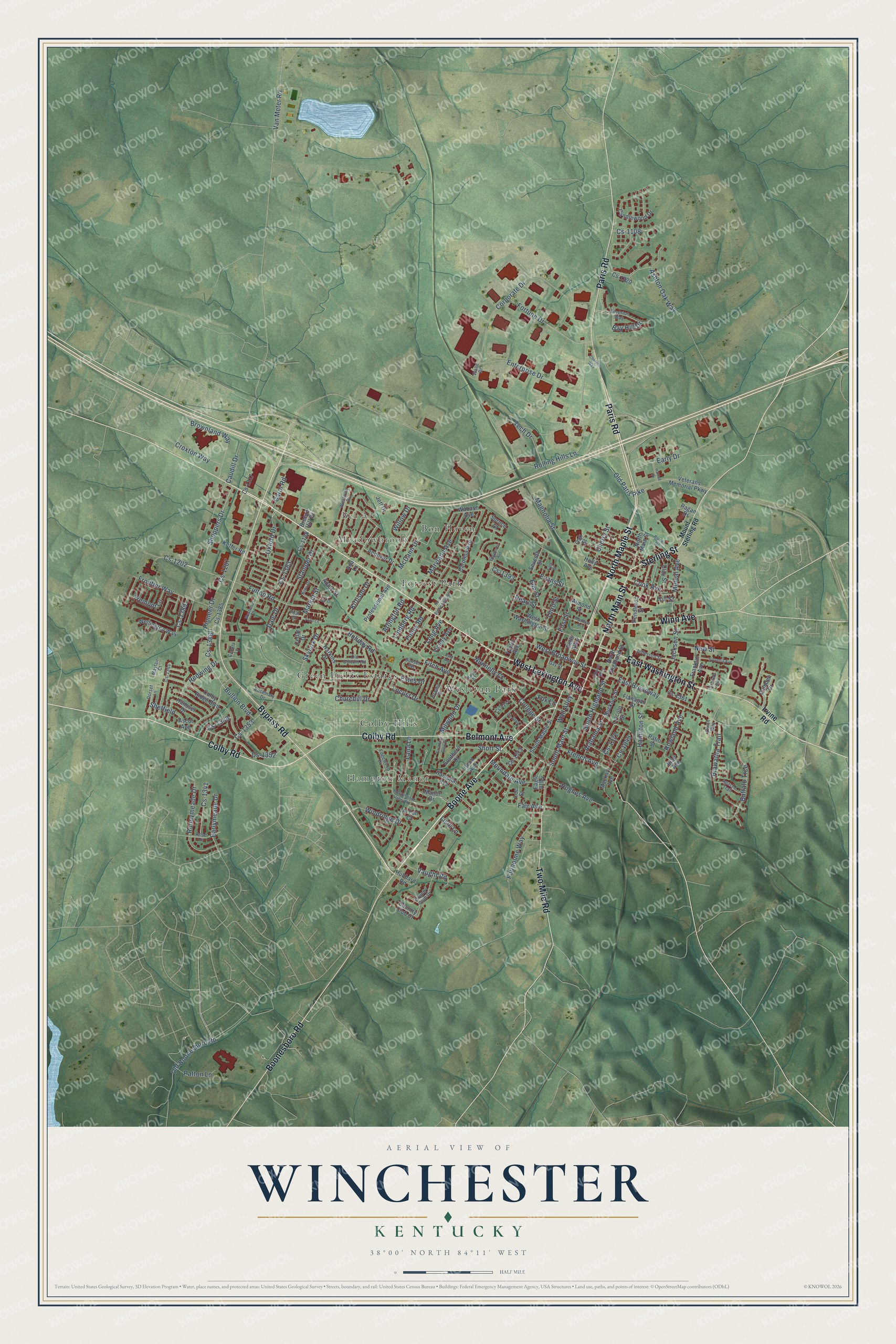 Watermarked full-map preview of Winchester, Kentucky