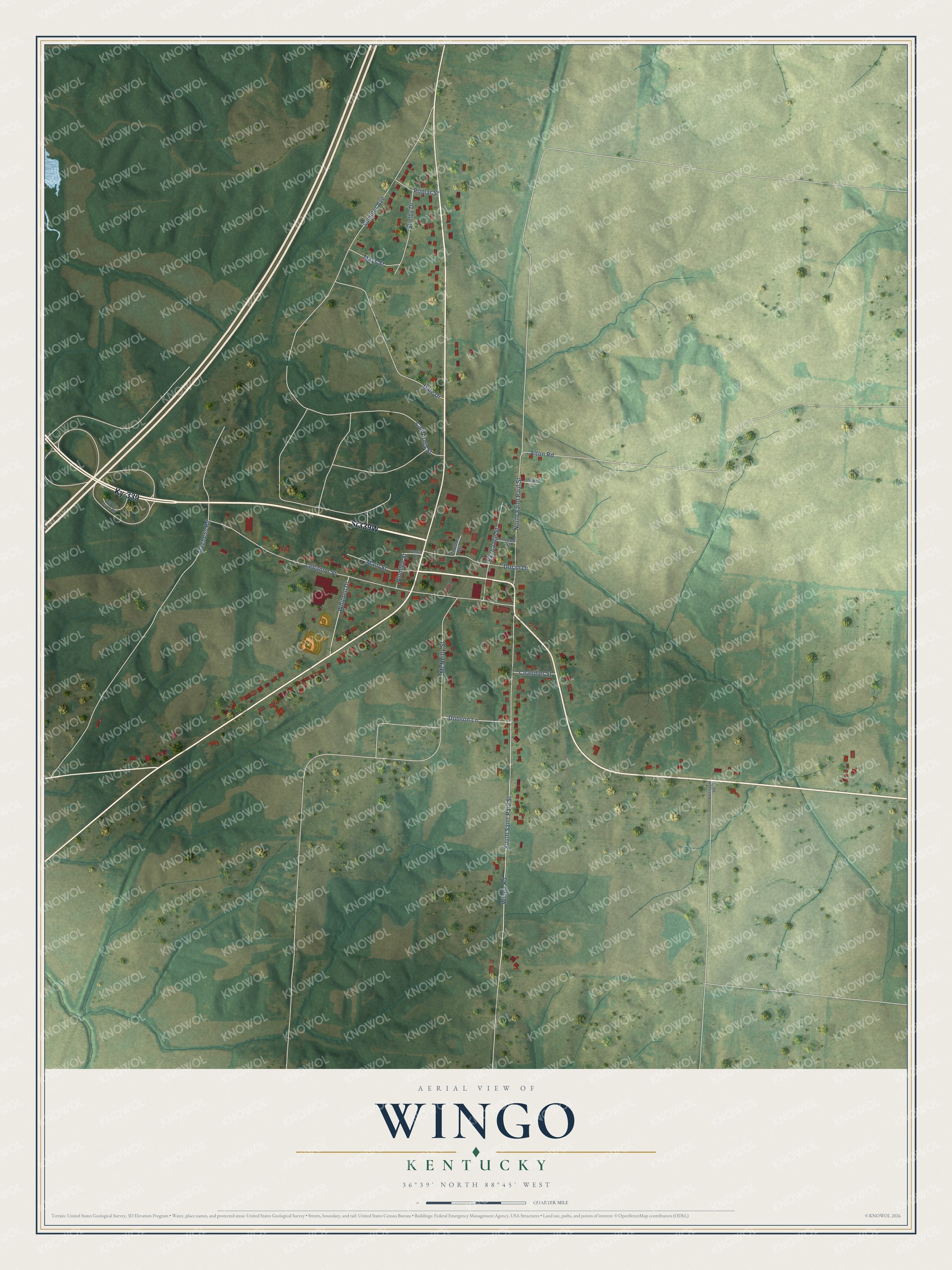 Watermarked full-map preview of Wingo, Kentucky