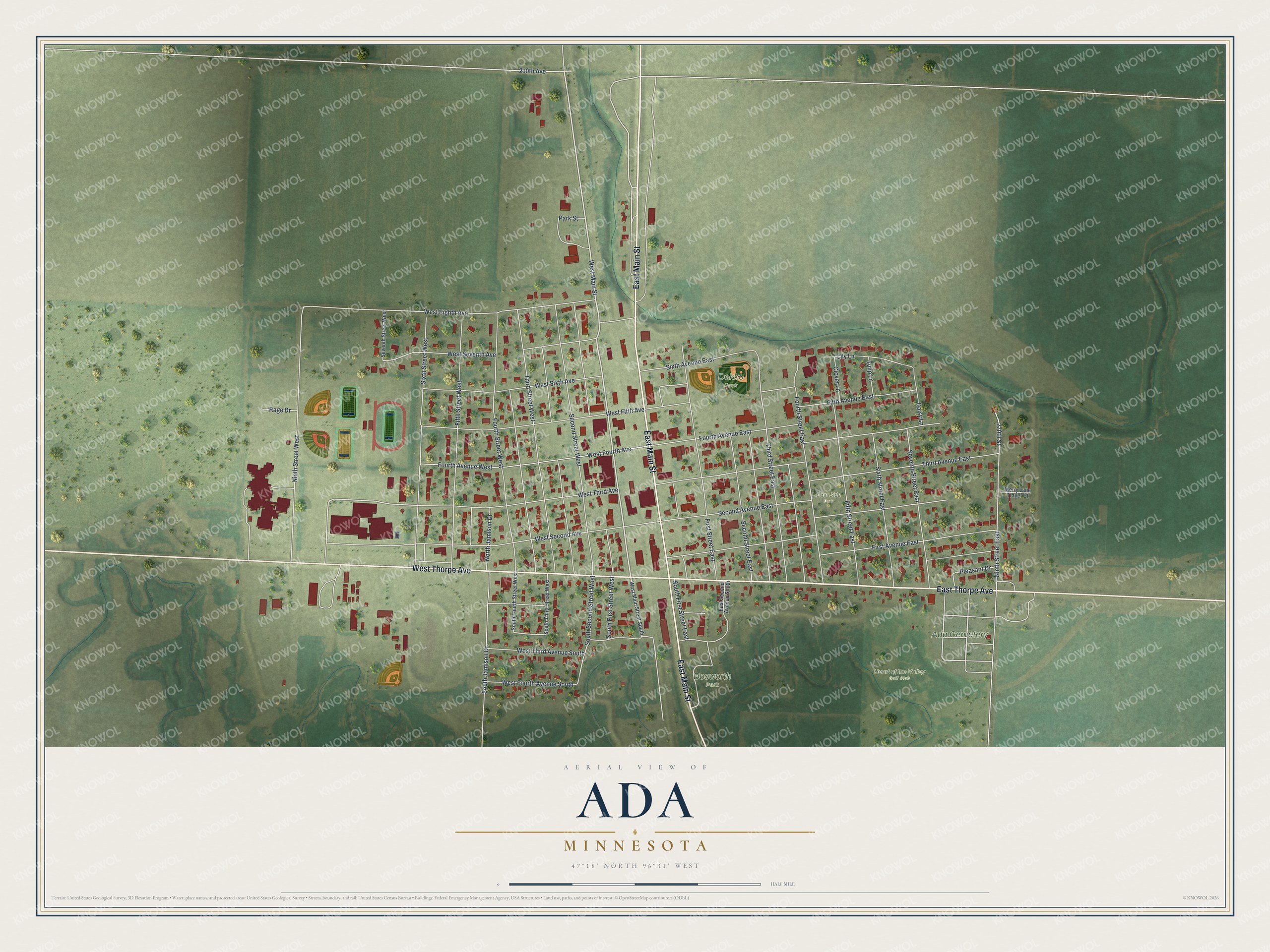 Watermarked full-map preview of Ada, Minnesota