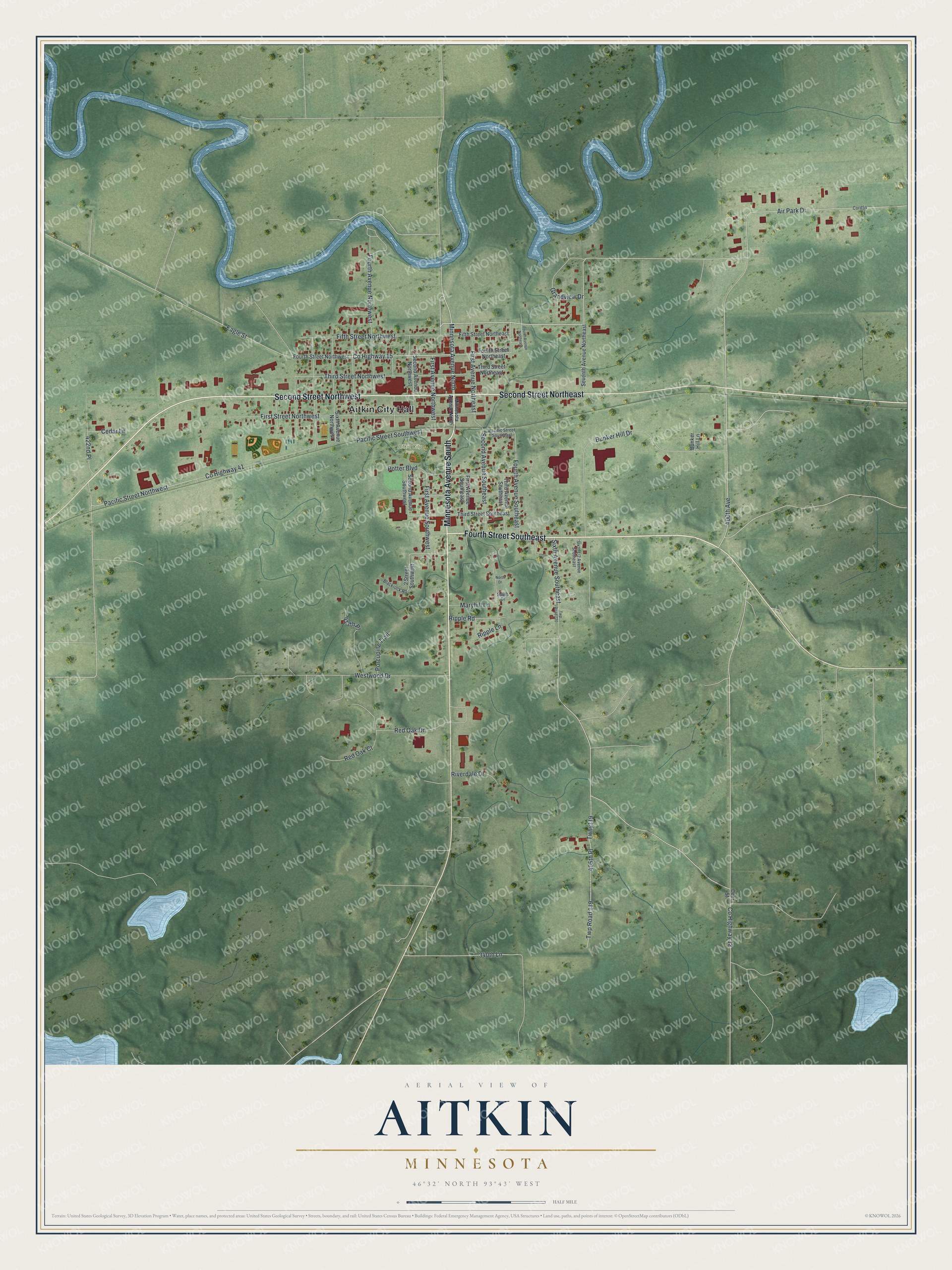 Watermarked full-map preview of Aitkin, Minnesota