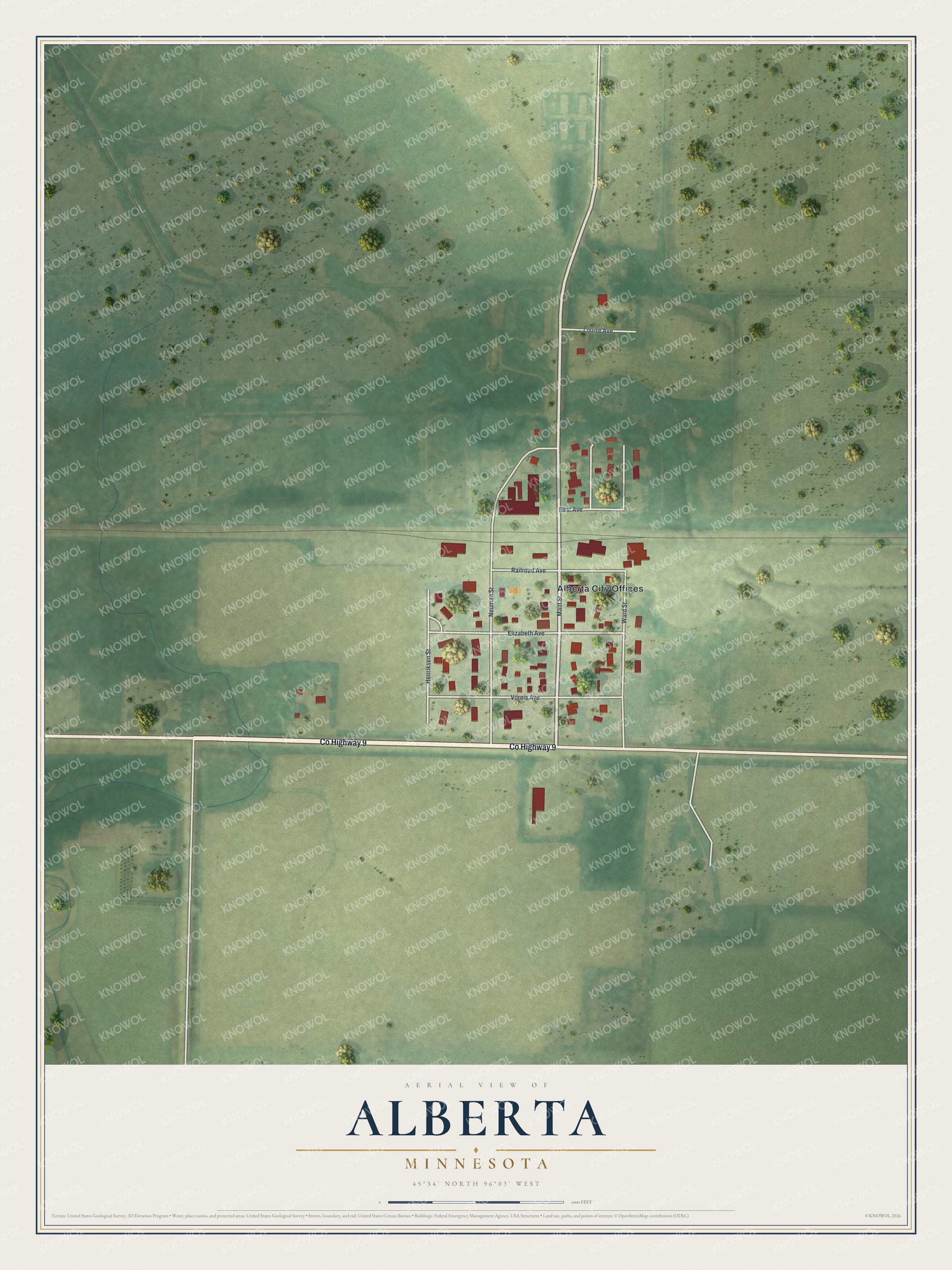 Watermarked full-map preview of Alberta, Minnesota