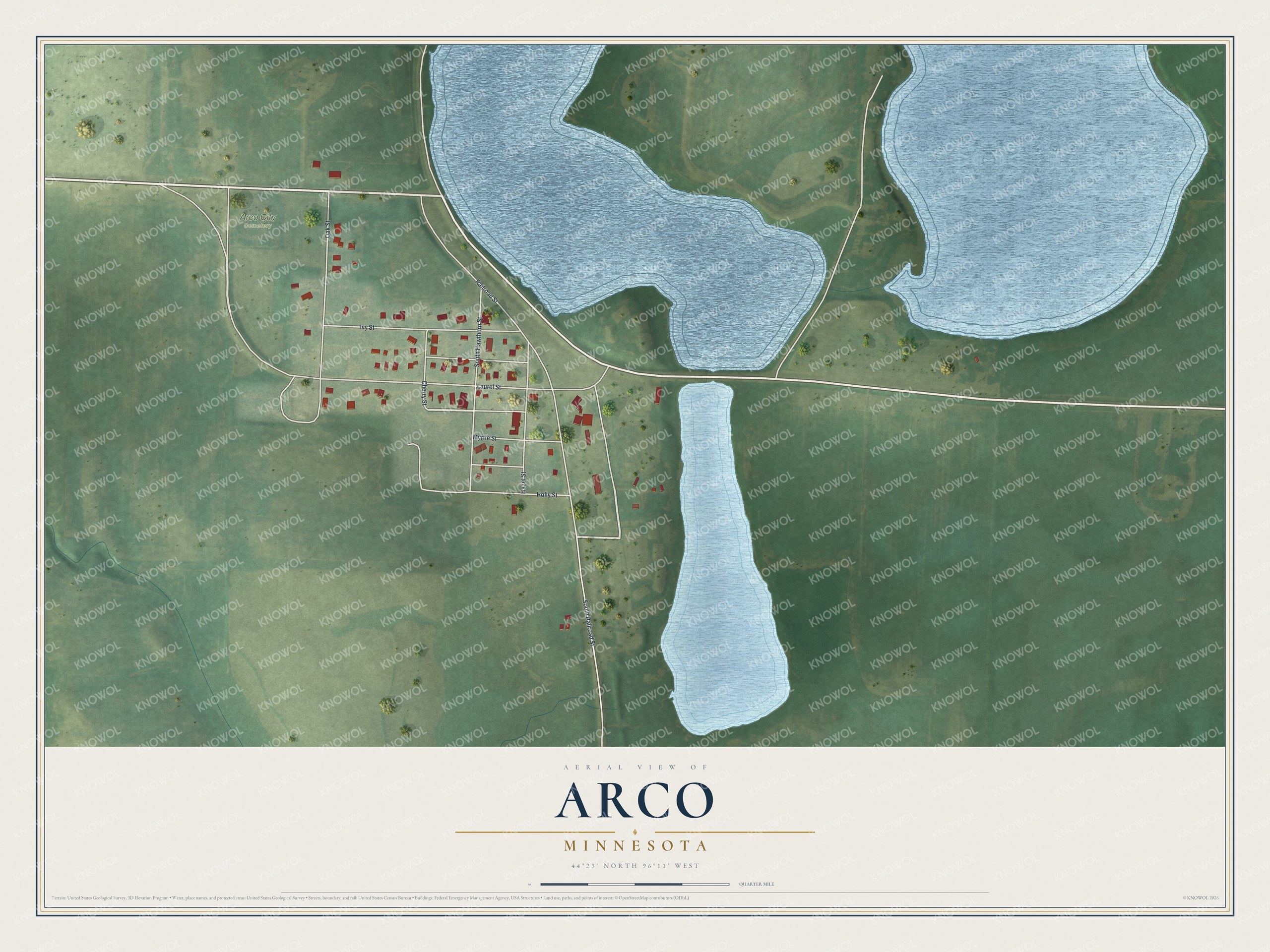 Watermarked full-map preview of Arco, Minnesota