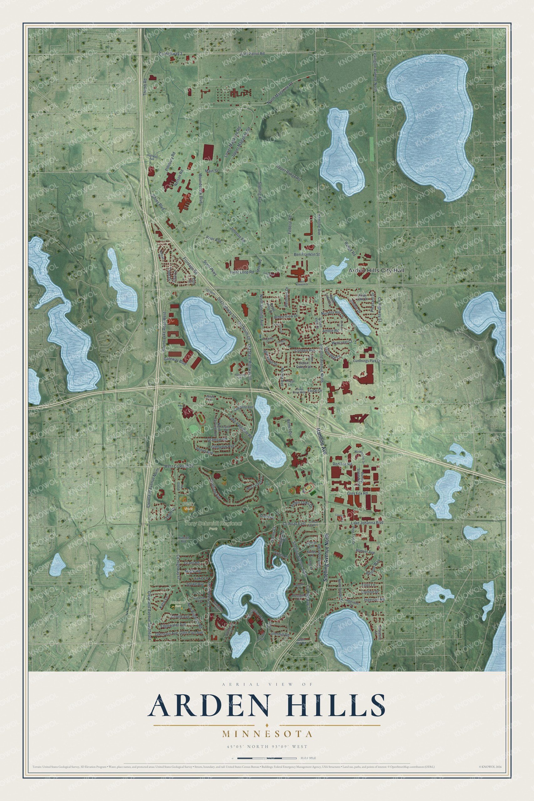 Watermarked full-map preview of Arden Hills, Minnesota