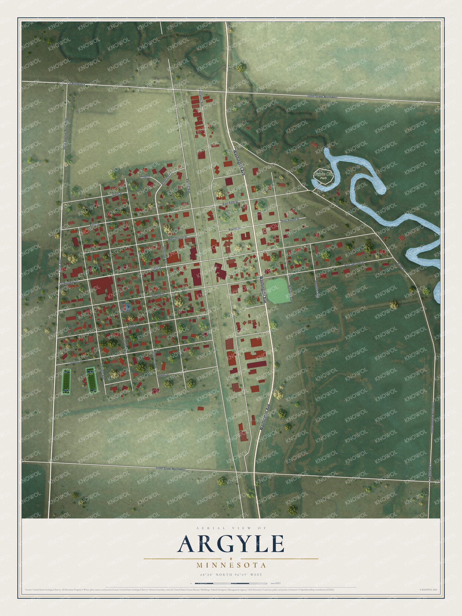 Watermarked full-map preview of Argyle, Minnesota
