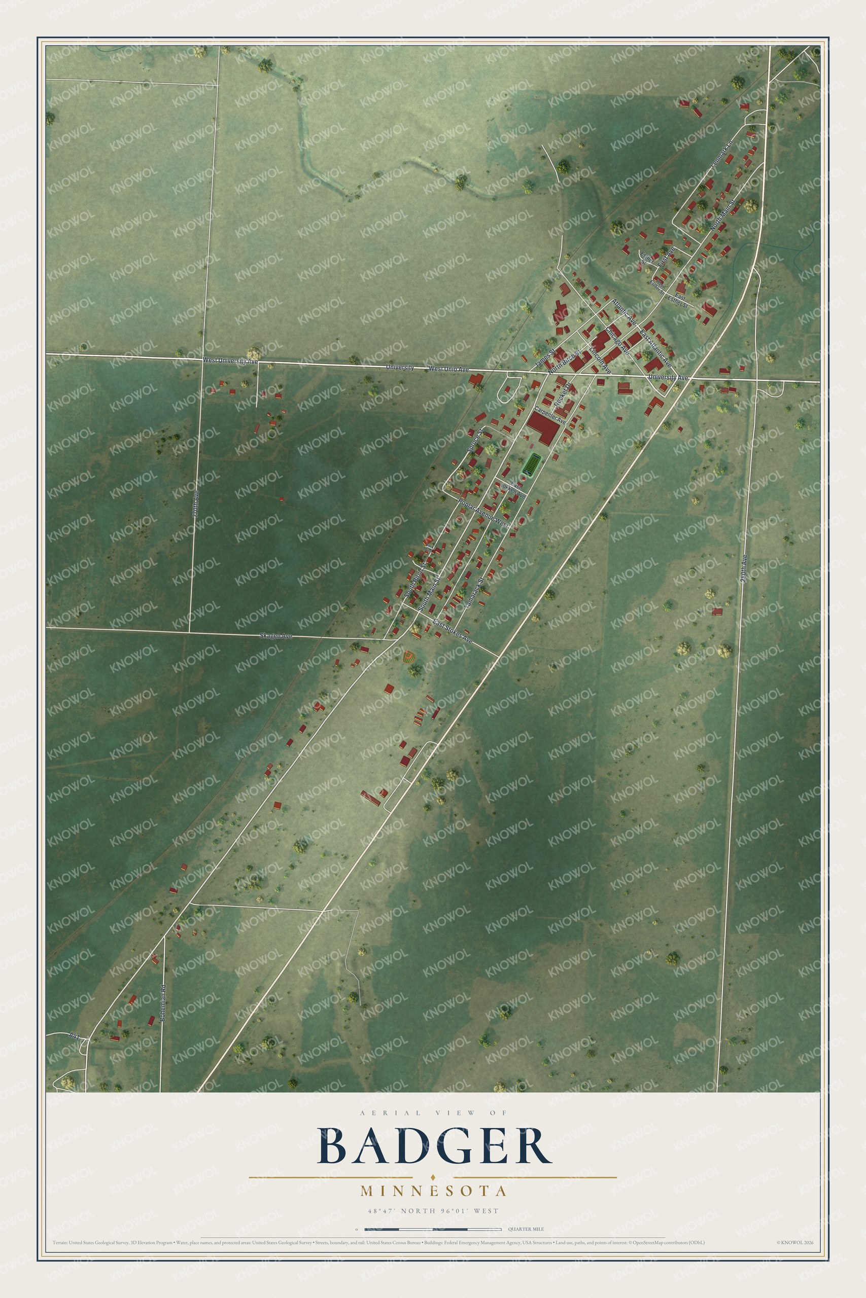 Watermarked full-map preview of Badger, Minnesota