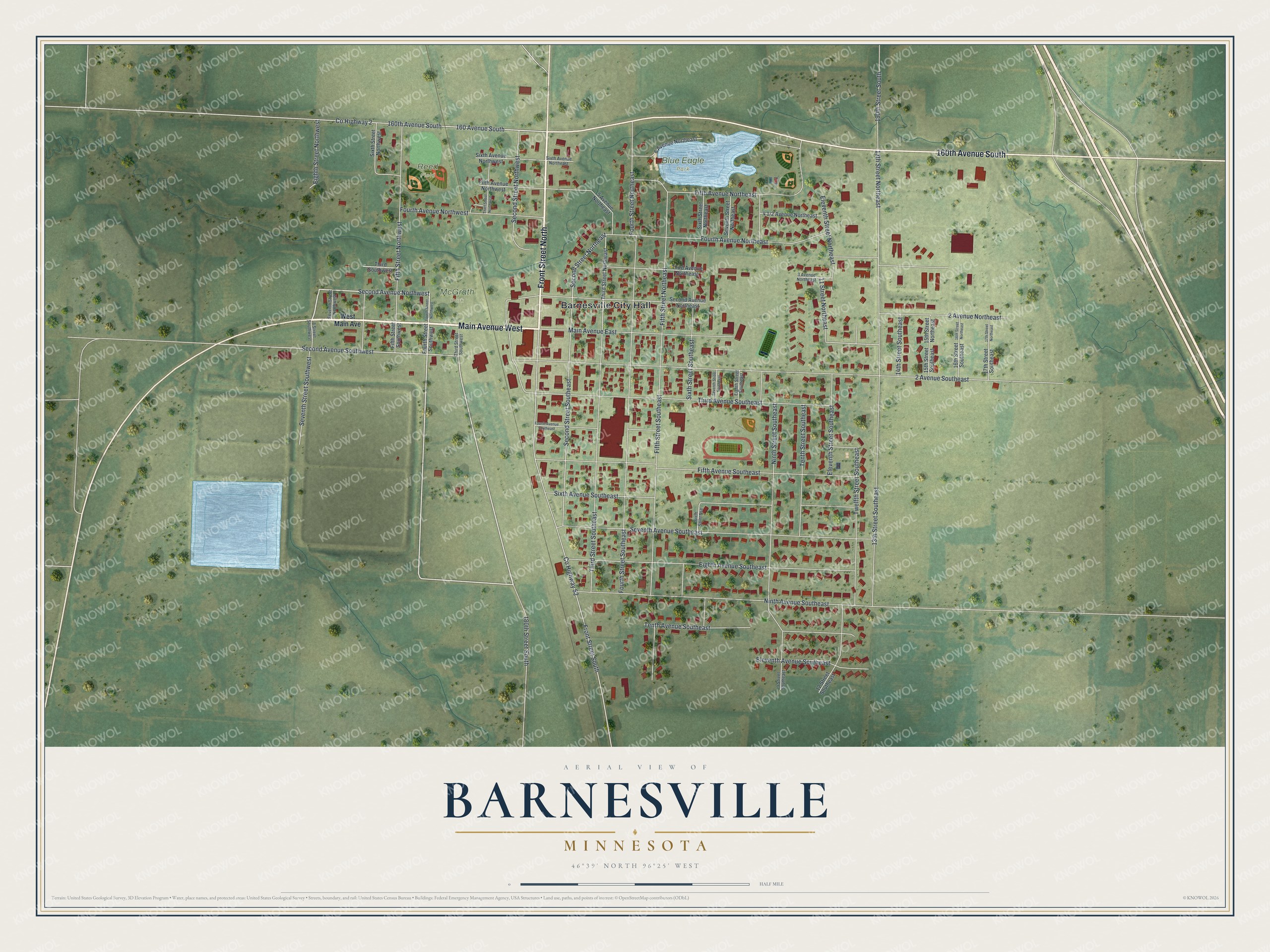 Watermarked full-map preview of Barnesville, Minnesota
