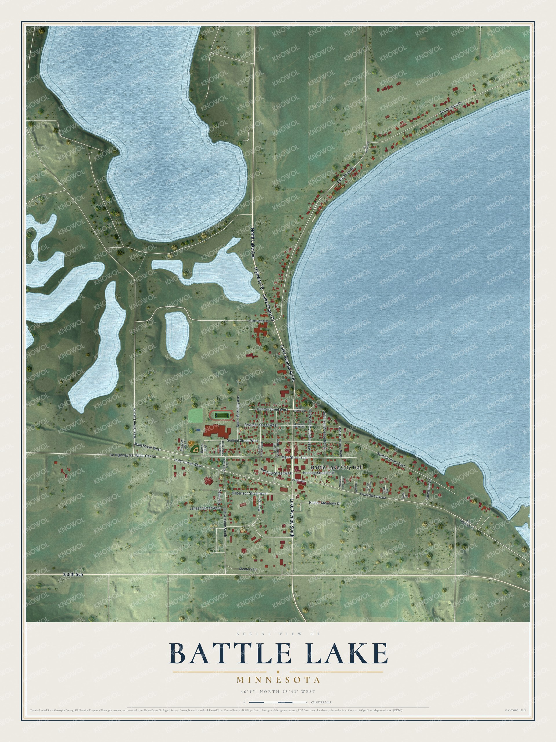 Watermarked full-map preview of Battle Lake, Minnesota