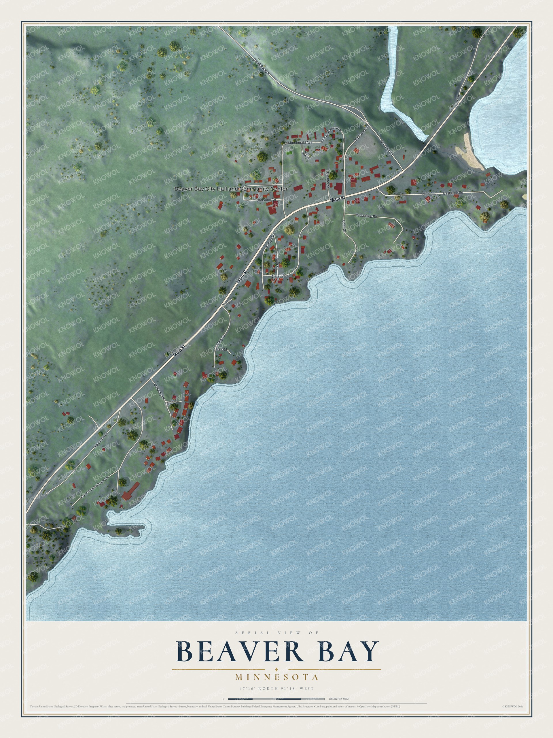 Watermarked full-map preview of Beaver Bay, Minnesota
