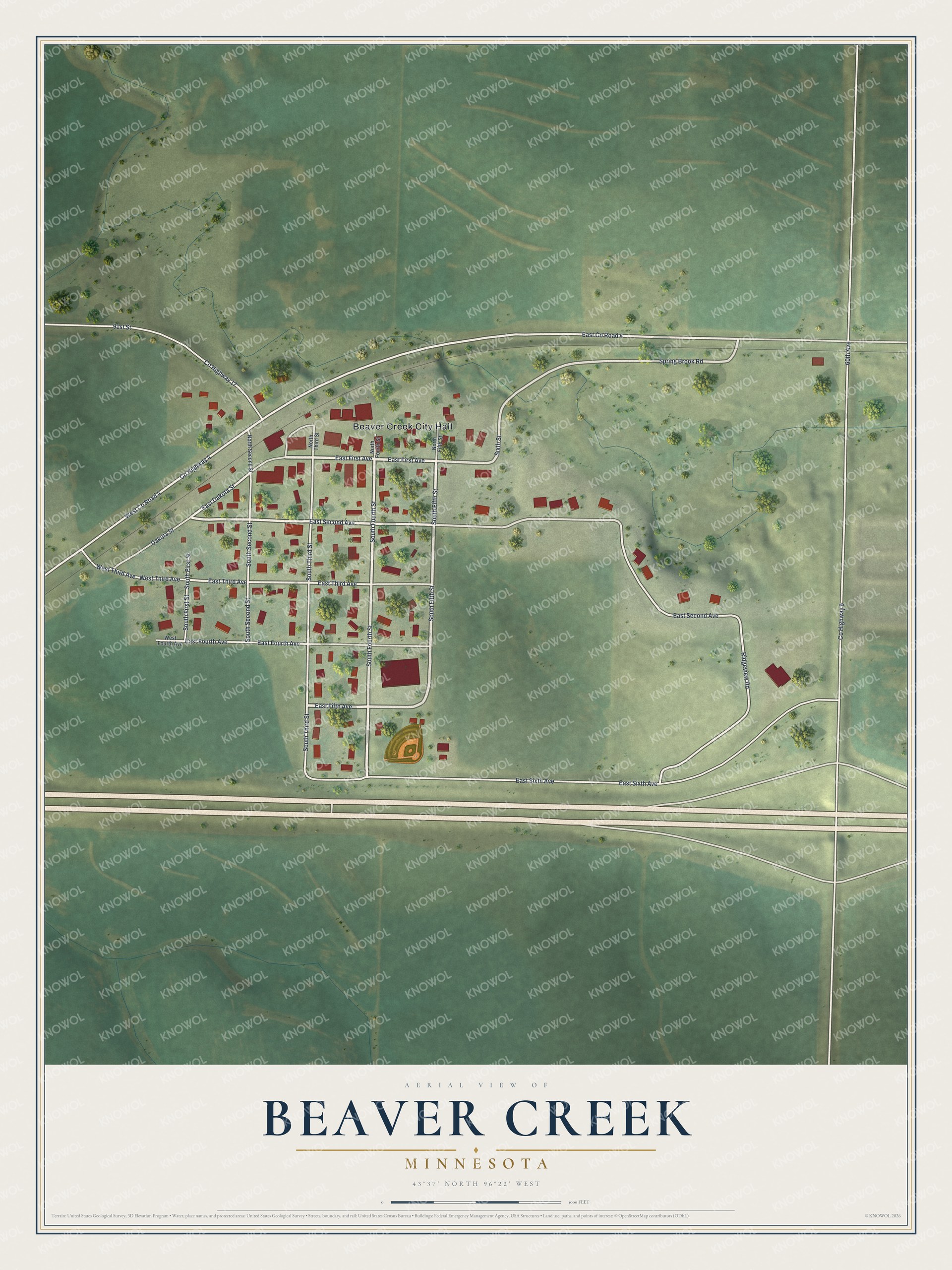 Watermarked full-map preview of Beaver Creek, Minnesota