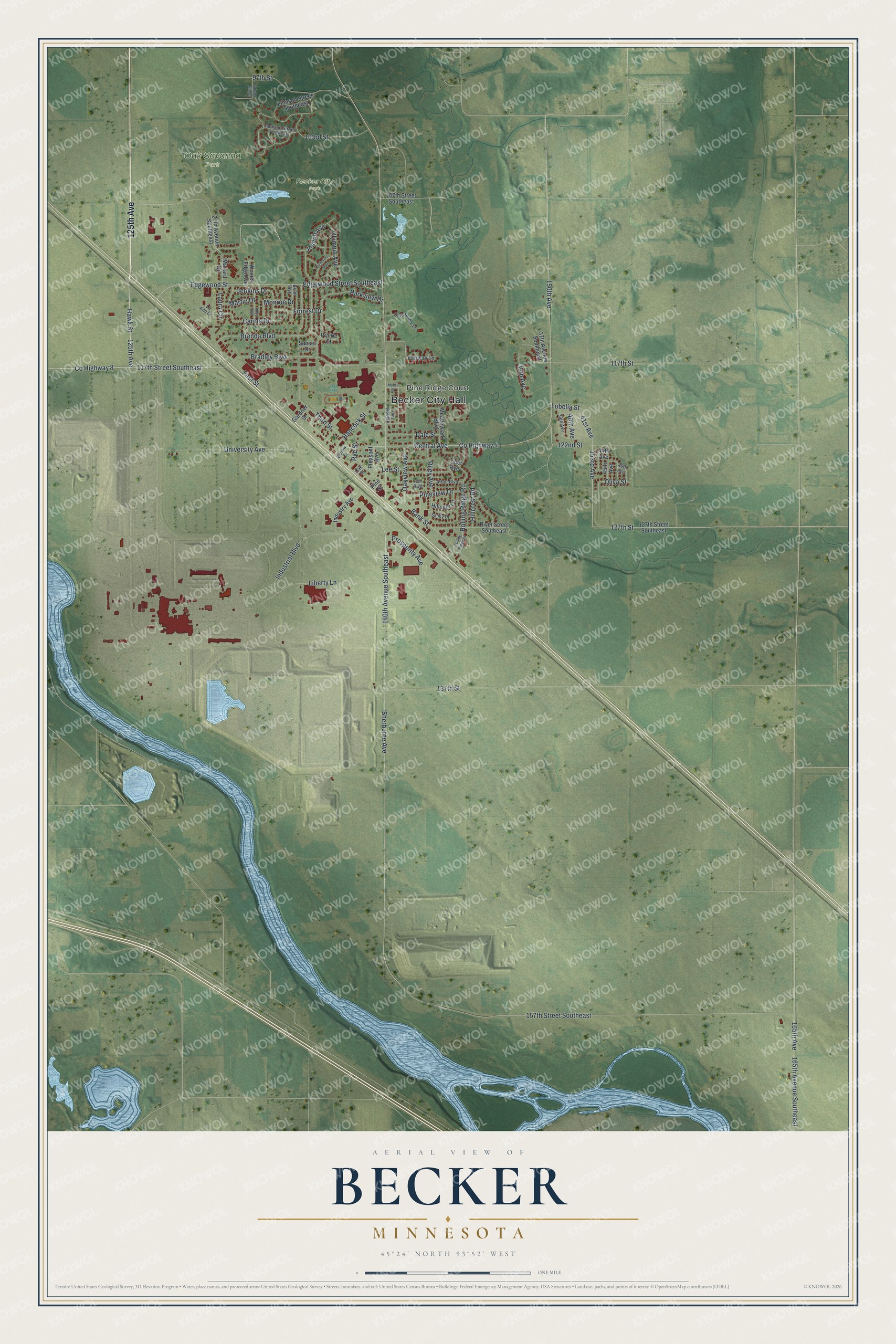 Watermarked full-map preview of Becker, Minnesota