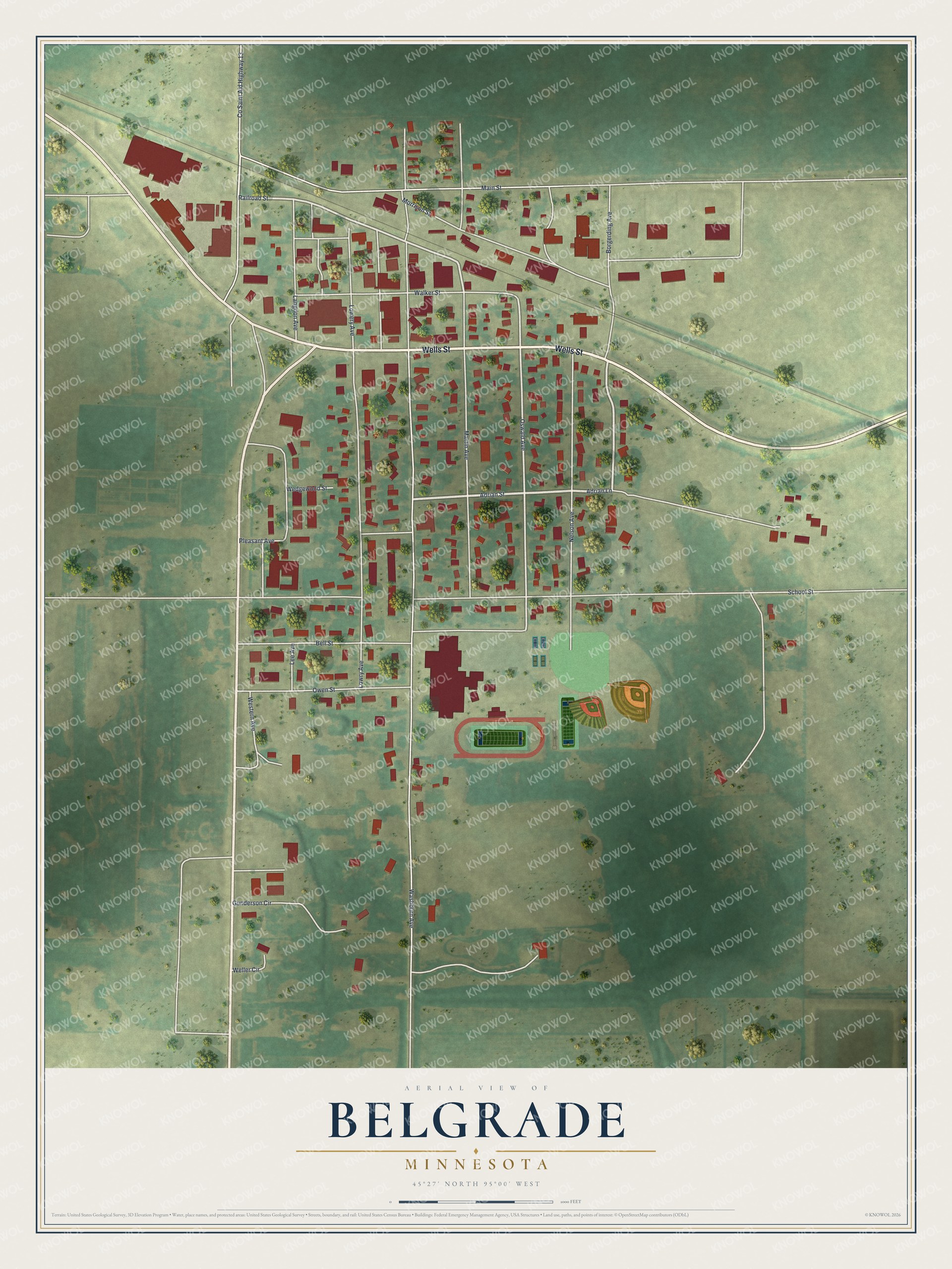 Watermarked full-map preview of Belgrade, Minnesota