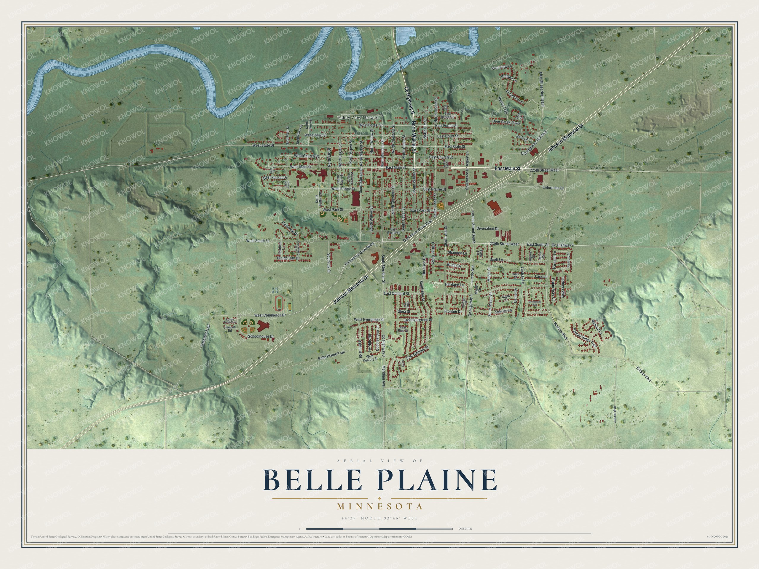 Watermarked full-map preview of Belle Plaine, Minnesota