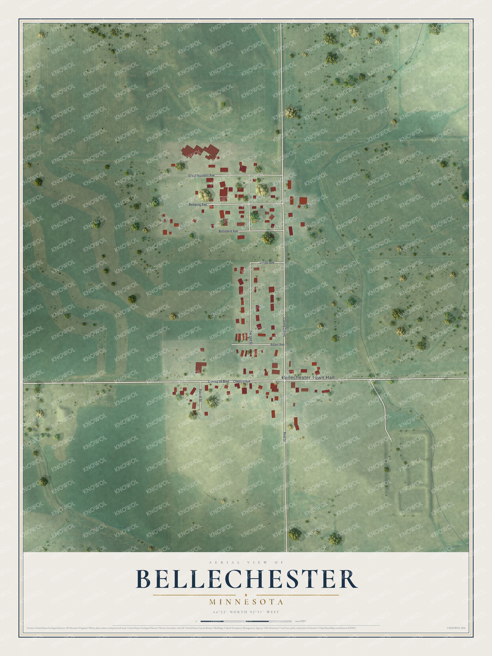 Watermarked full-map preview of Bellechester, Minnesota