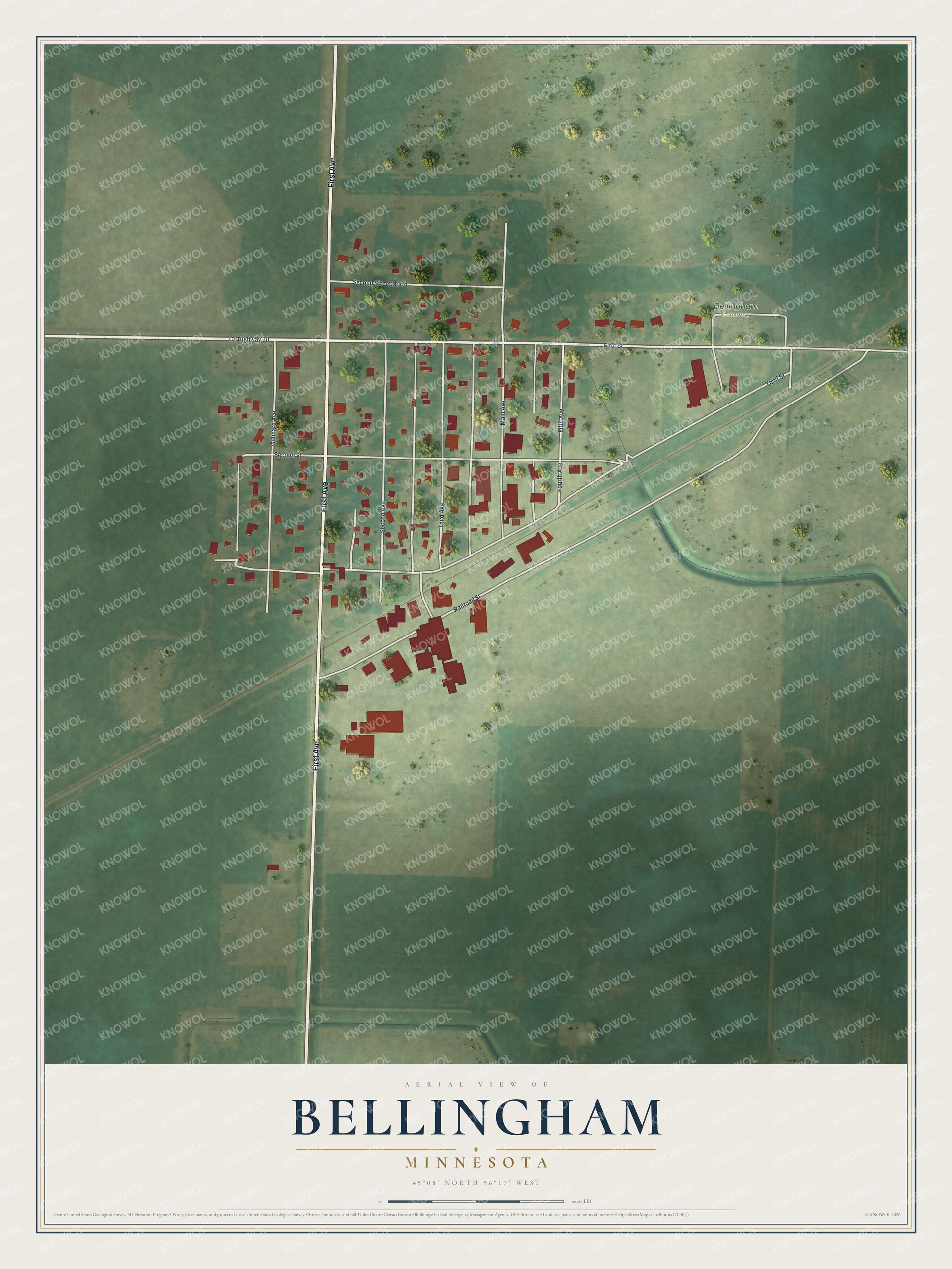 Watermarked full-map preview of Bellingham, Minnesota