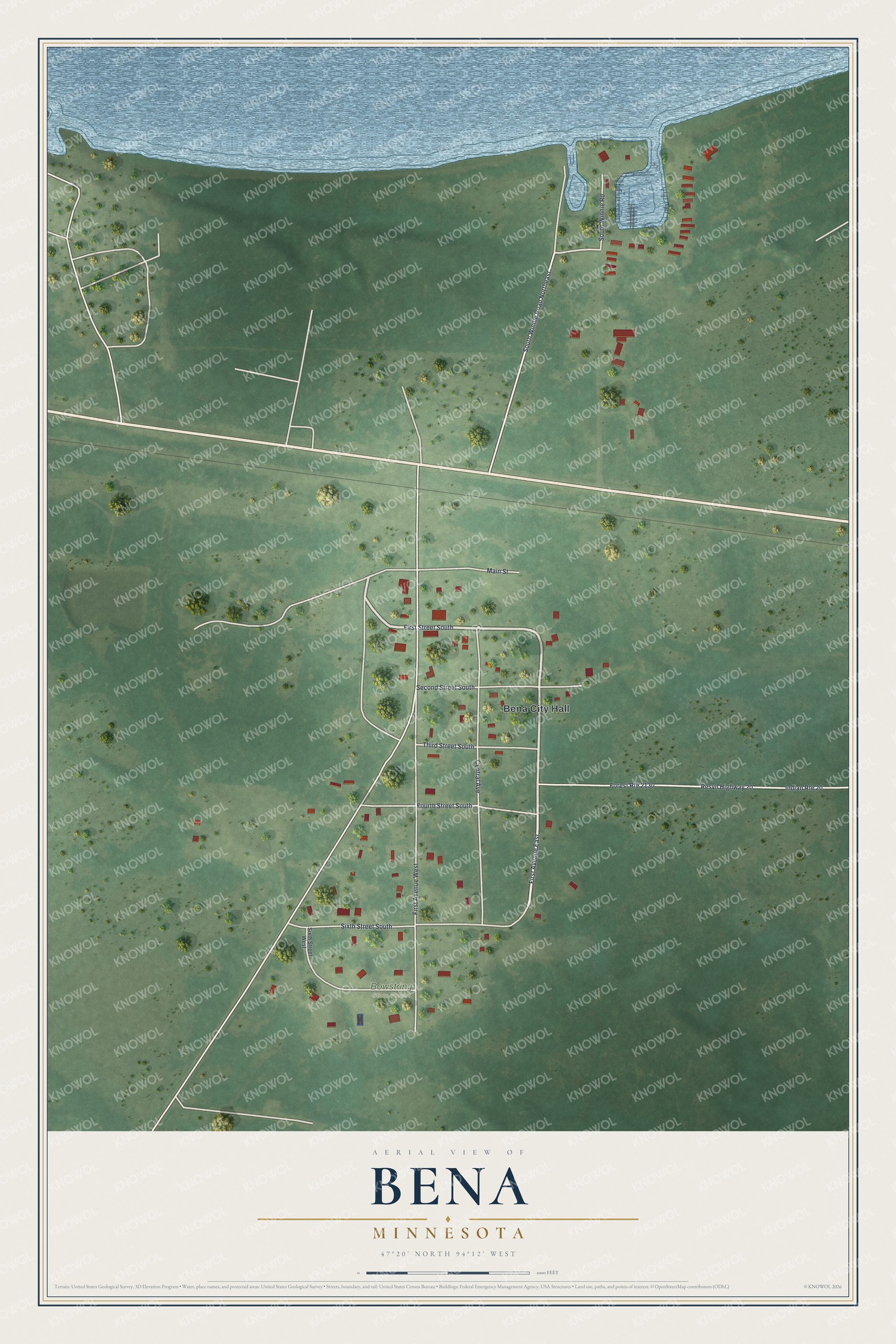 Watermarked full-map preview of Bena, Minnesota