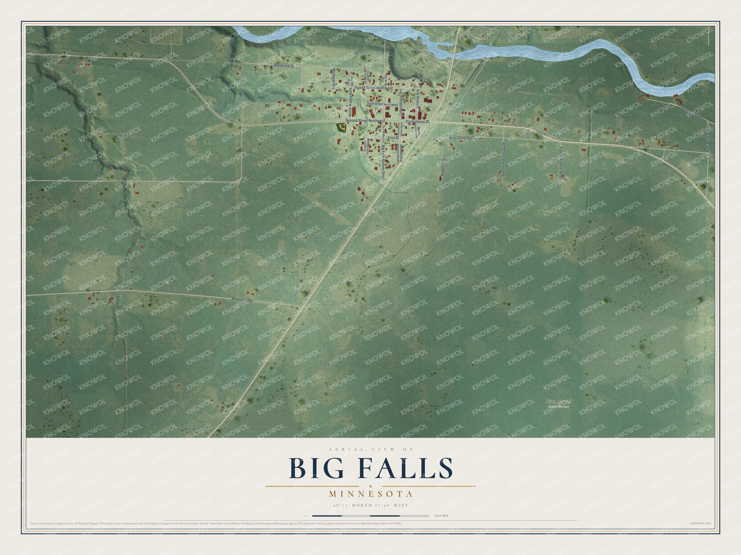 Watermarked full-map preview of Big Falls, Minnesota