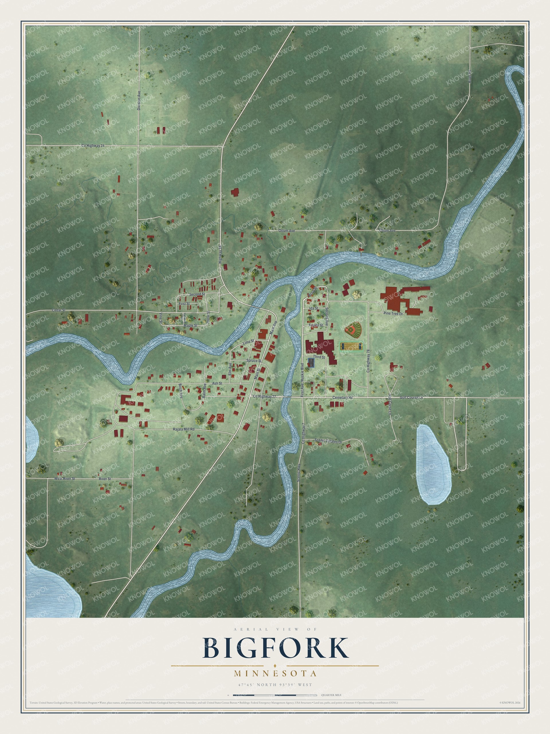 Watermarked full-map preview of Bigfork, Minnesota