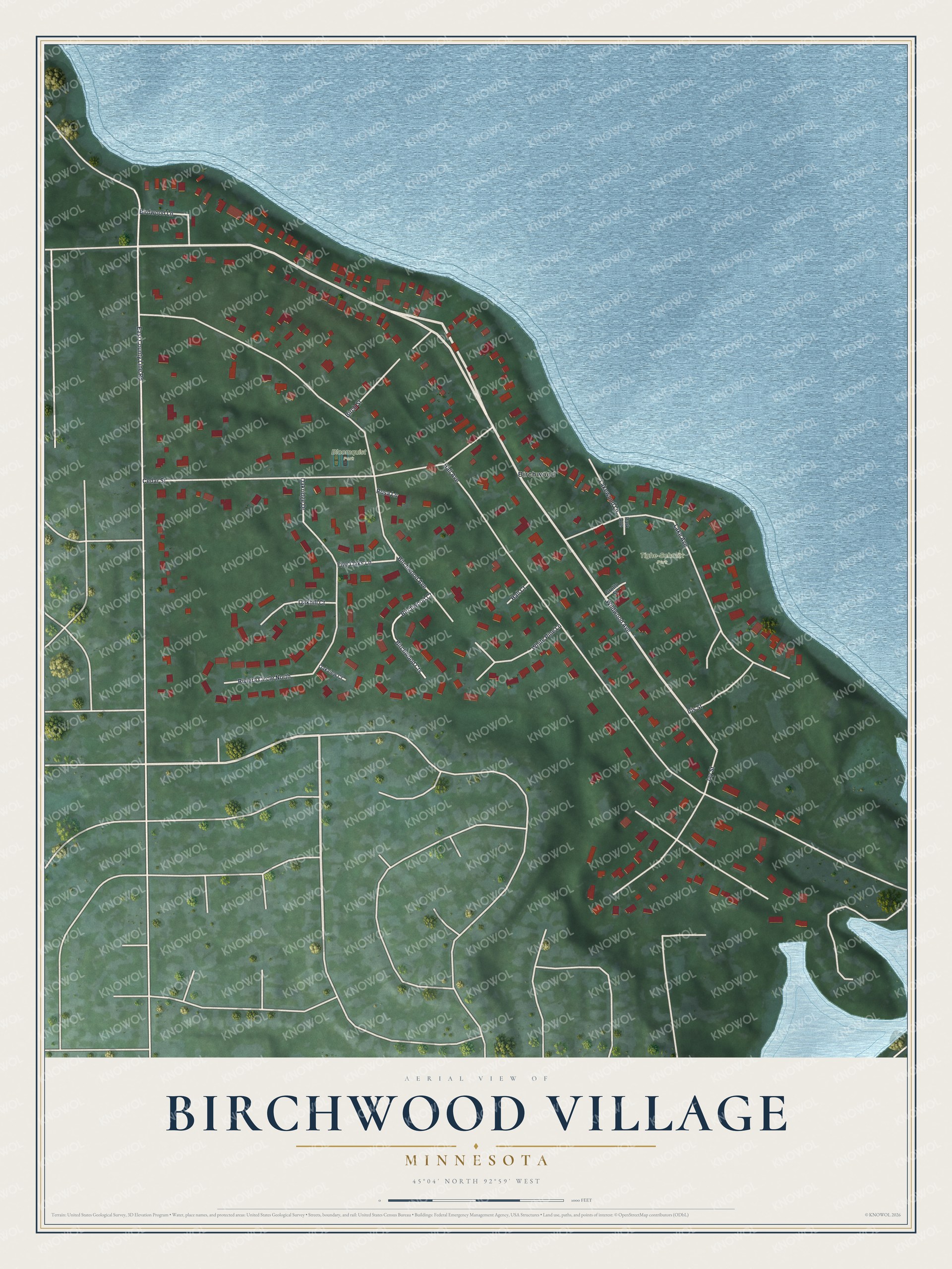 Watermarked full-map preview of Birchwood Village, Minnesota