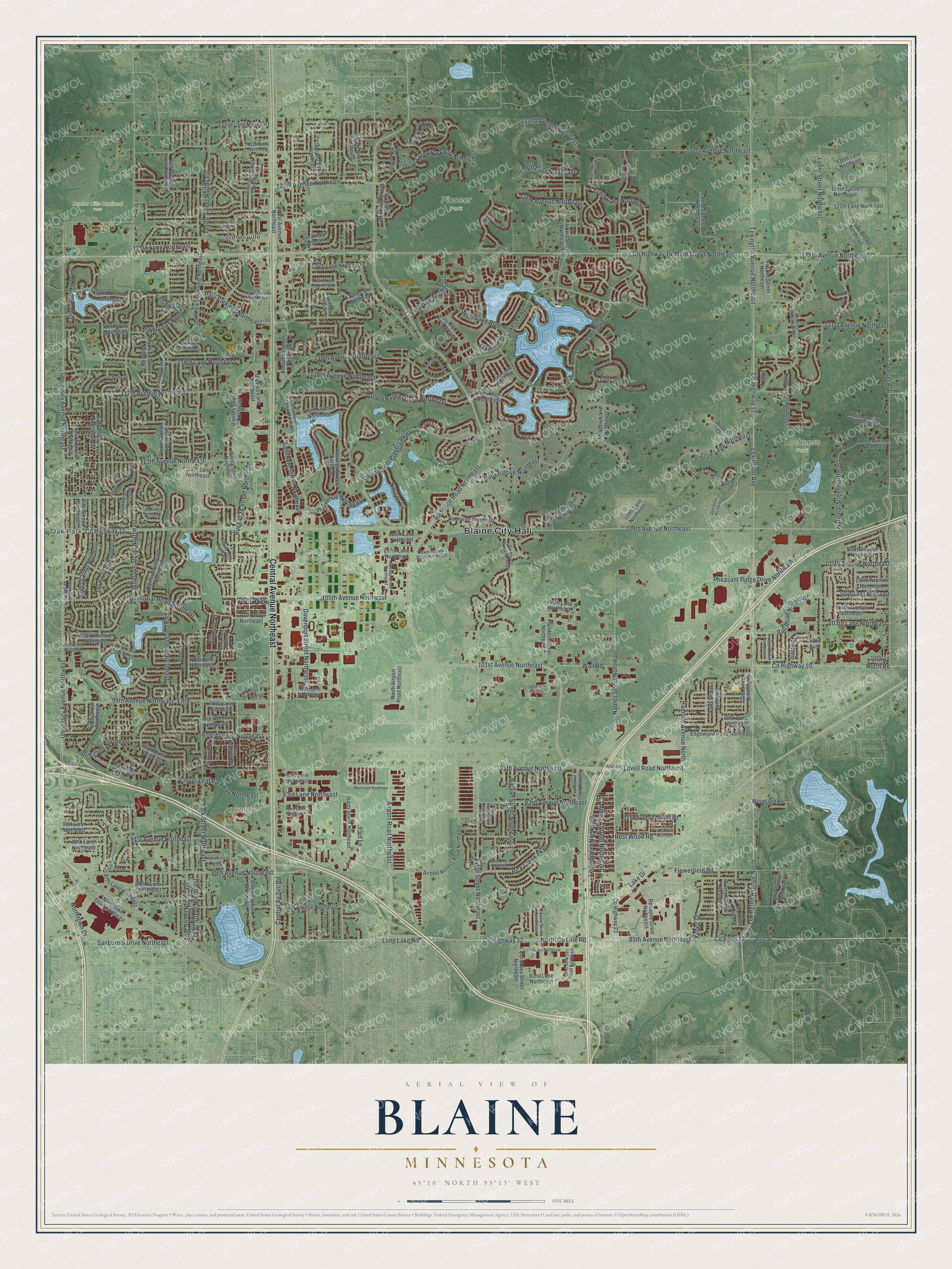 Watermarked full-map preview of Blaine, Minnesota
