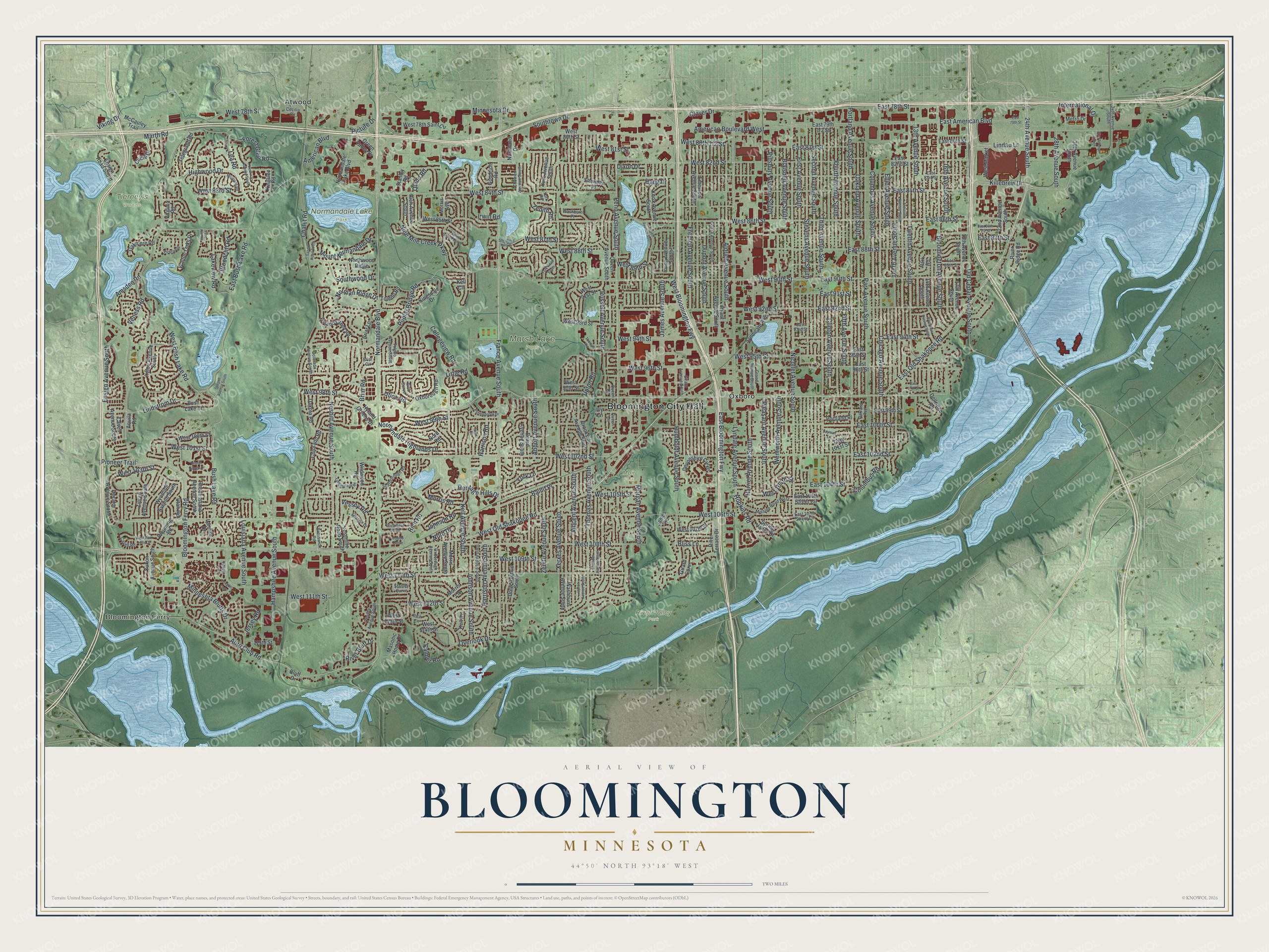 Watermarked full-map preview of Bloomington, Minnesota