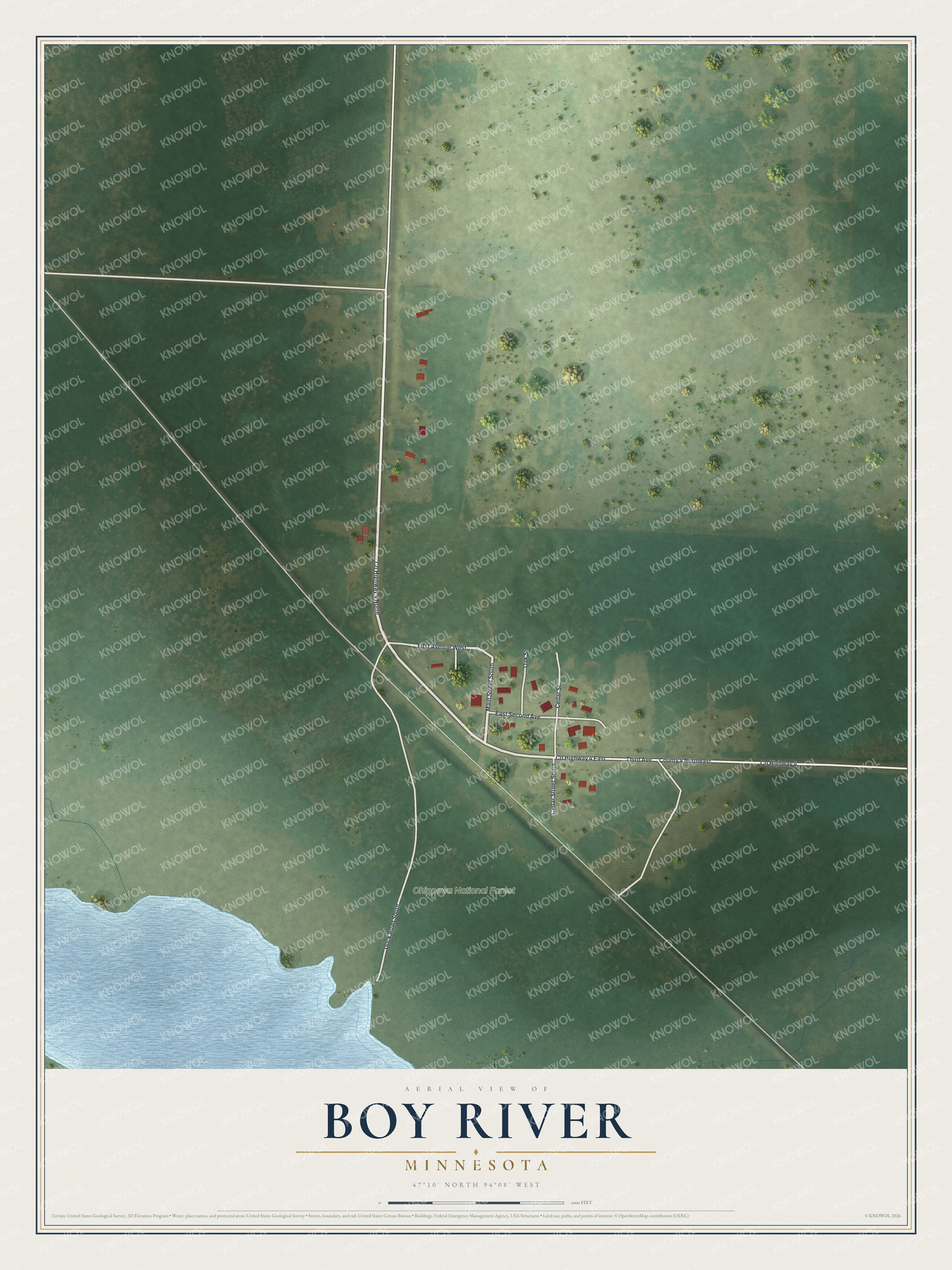 Watermarked full-map preview of Boy River, Minnesota