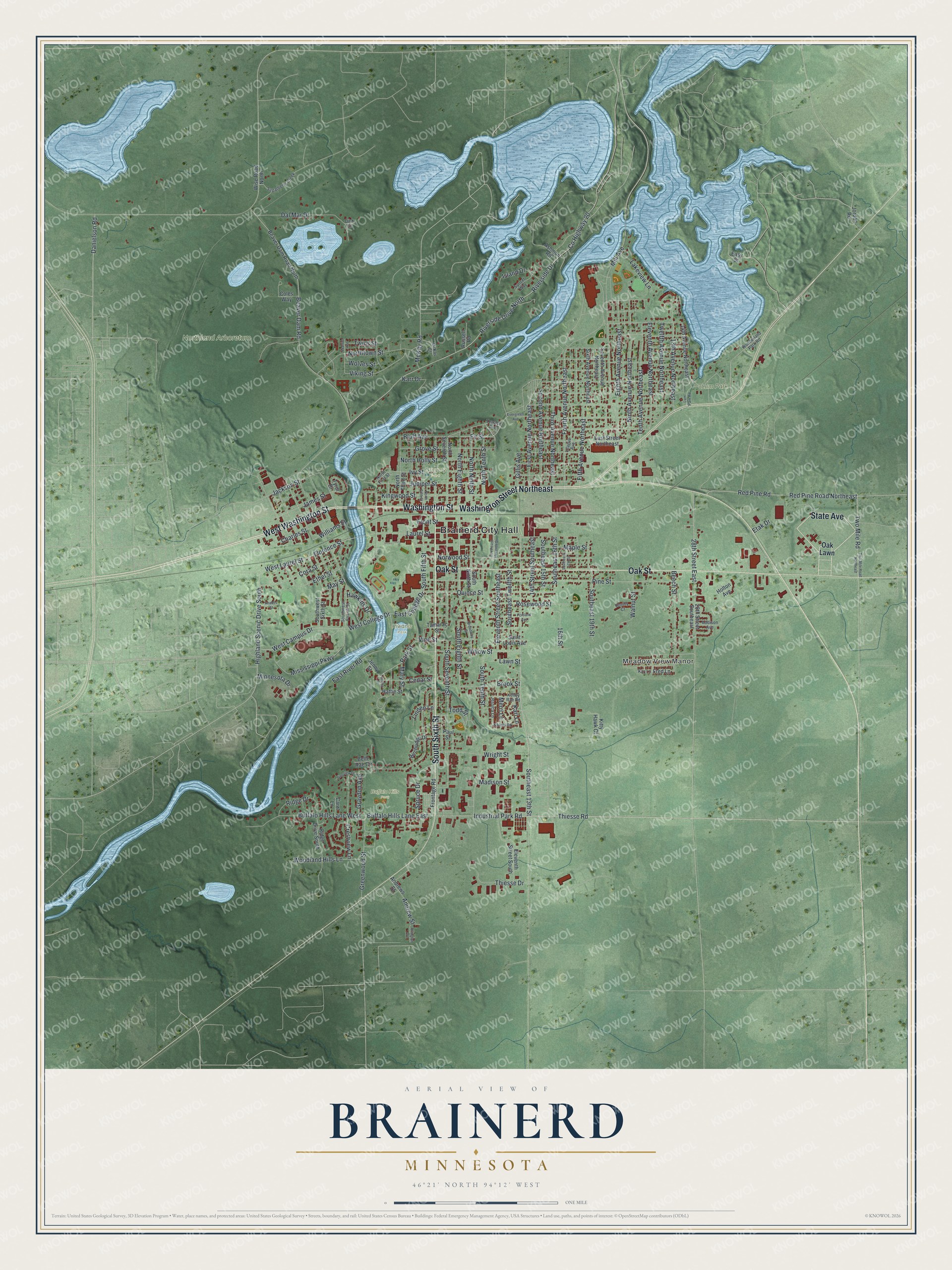 Watermarked full-map preview of Brainerd, Minnesota