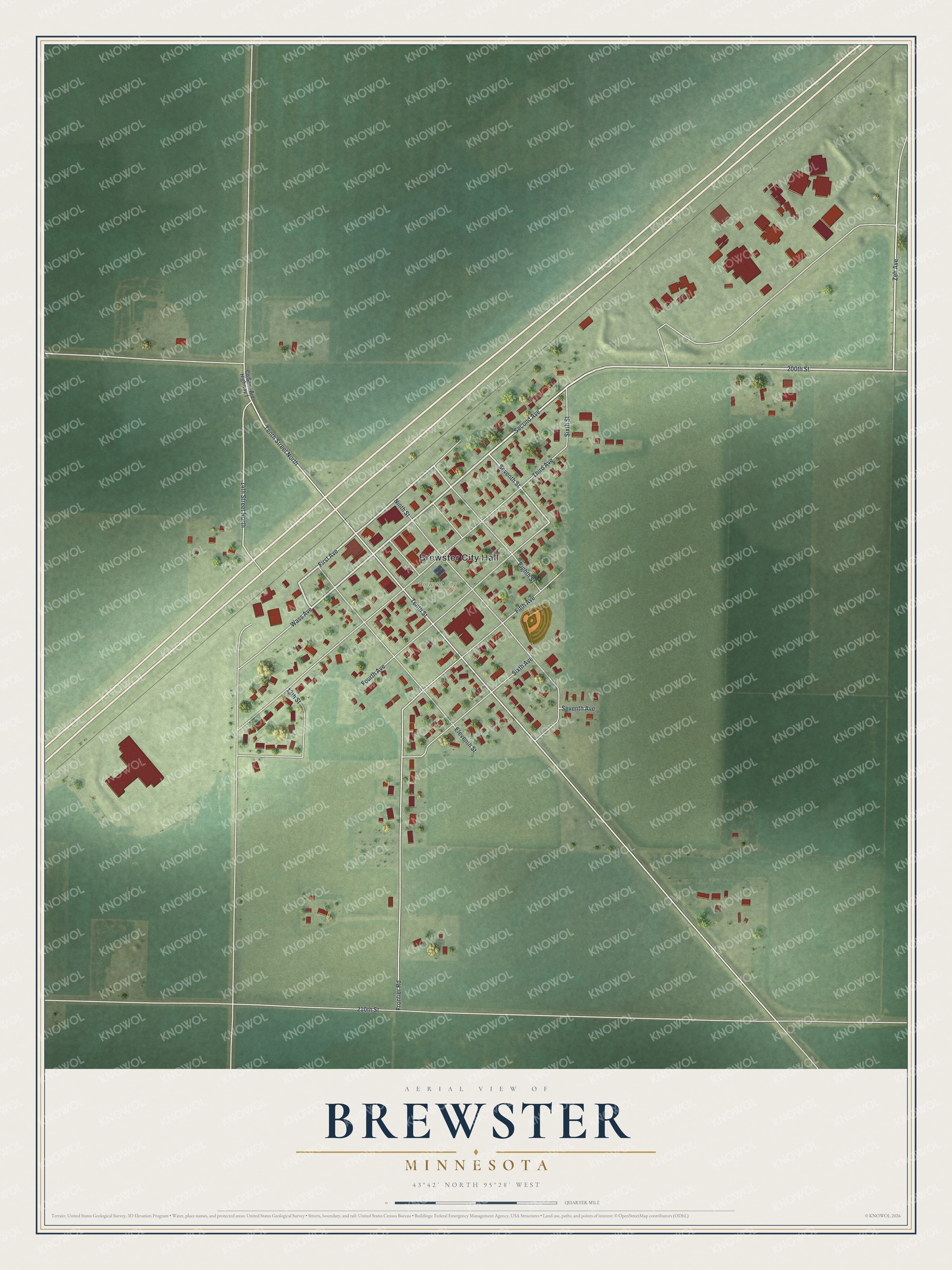 Watermarked full-map preview of Brewster, Minnesota