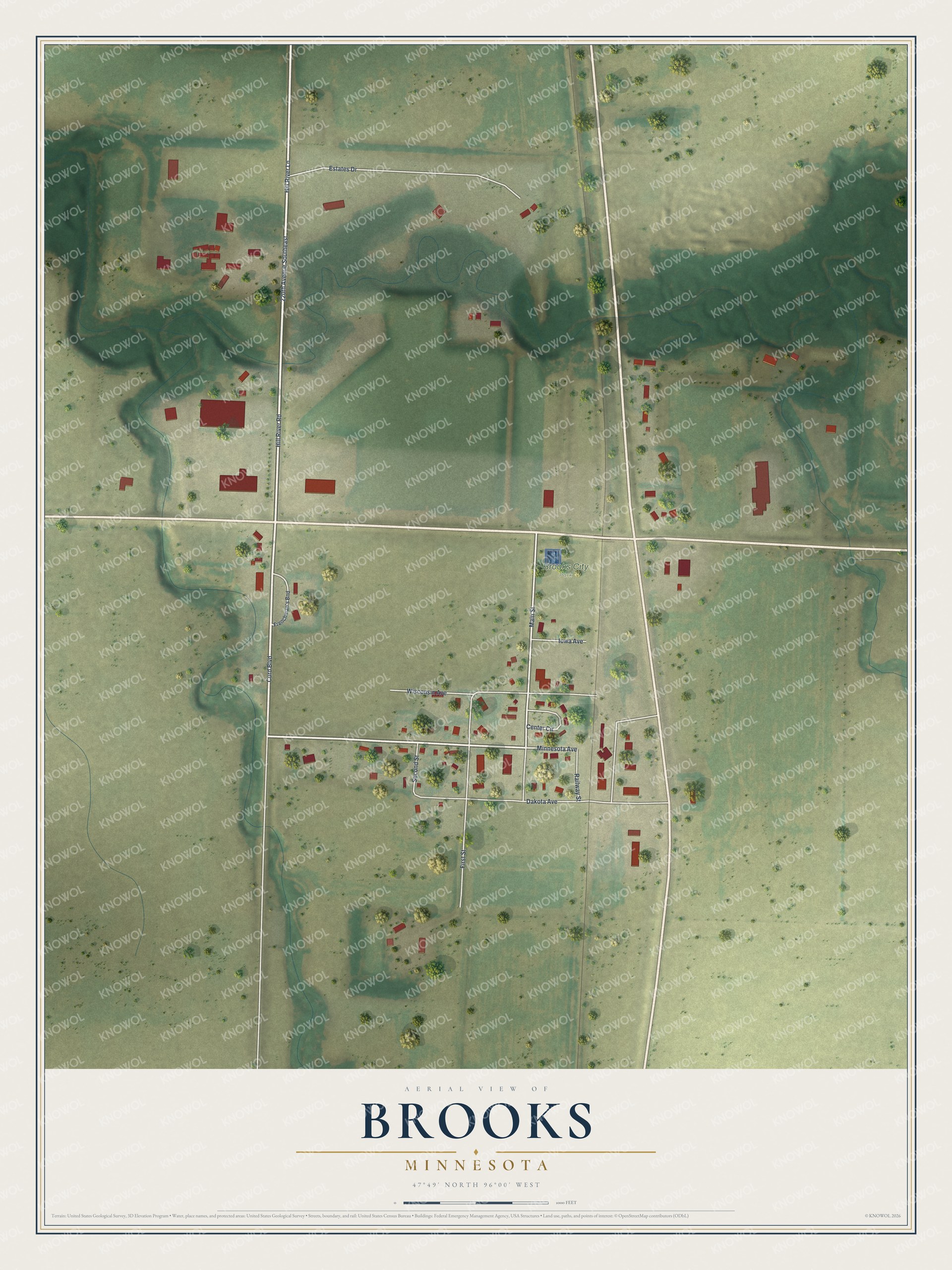 Watermarked full-map preview of Brooks, Minnesota