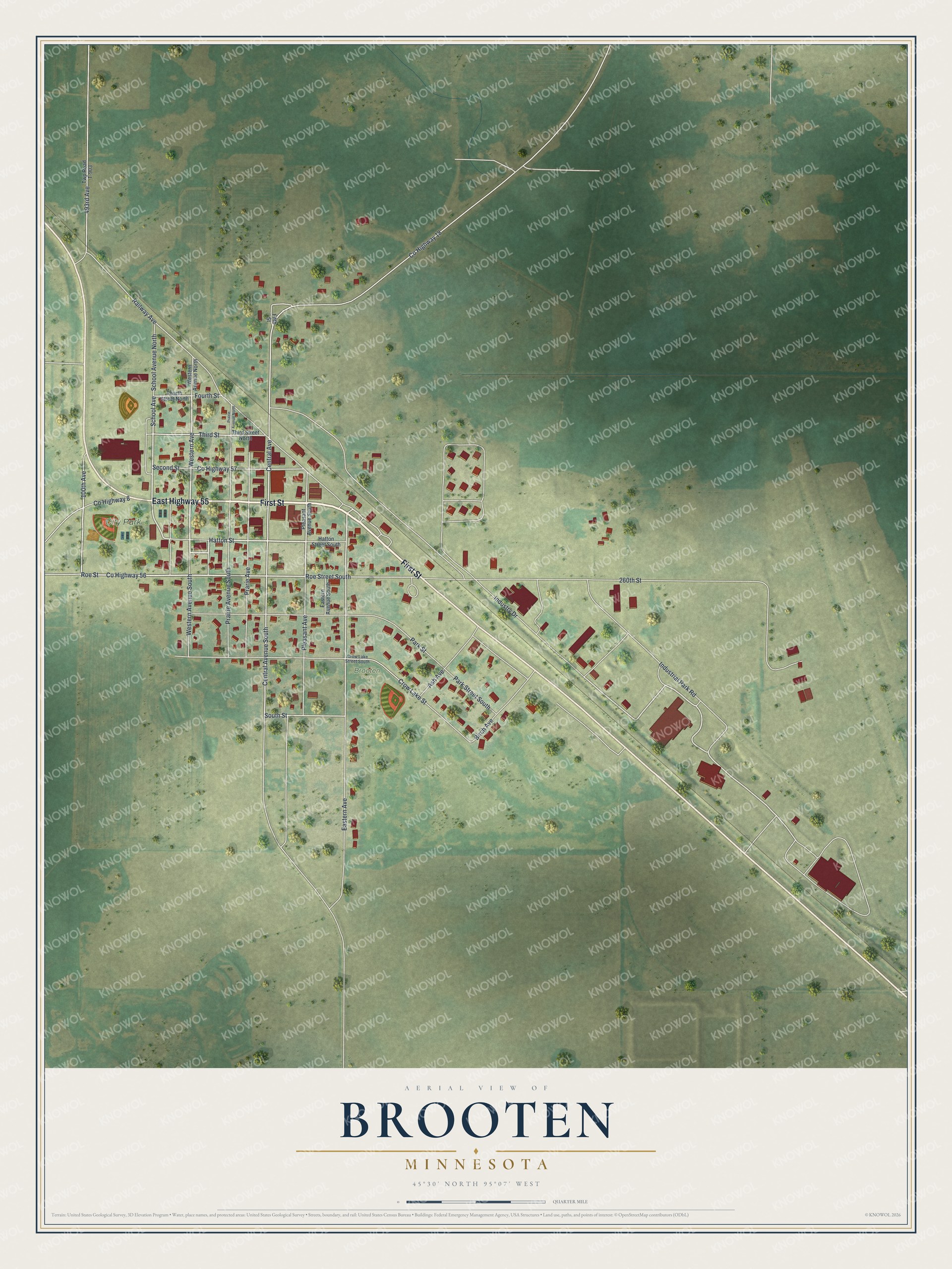 Watermarked full-map preview of Brooten, Minnesota