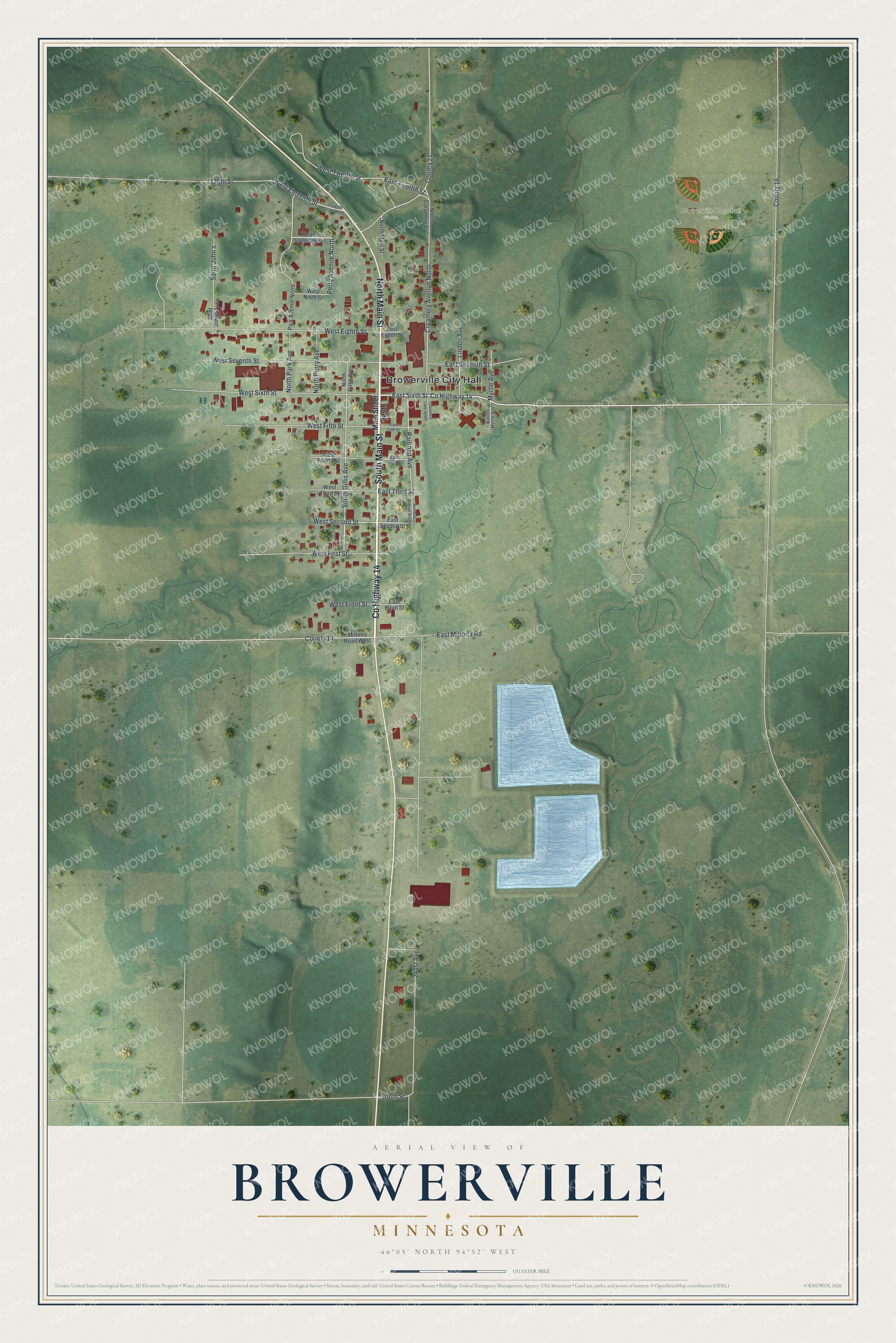 Watermarked full-map preview of Browerville, Minnesota