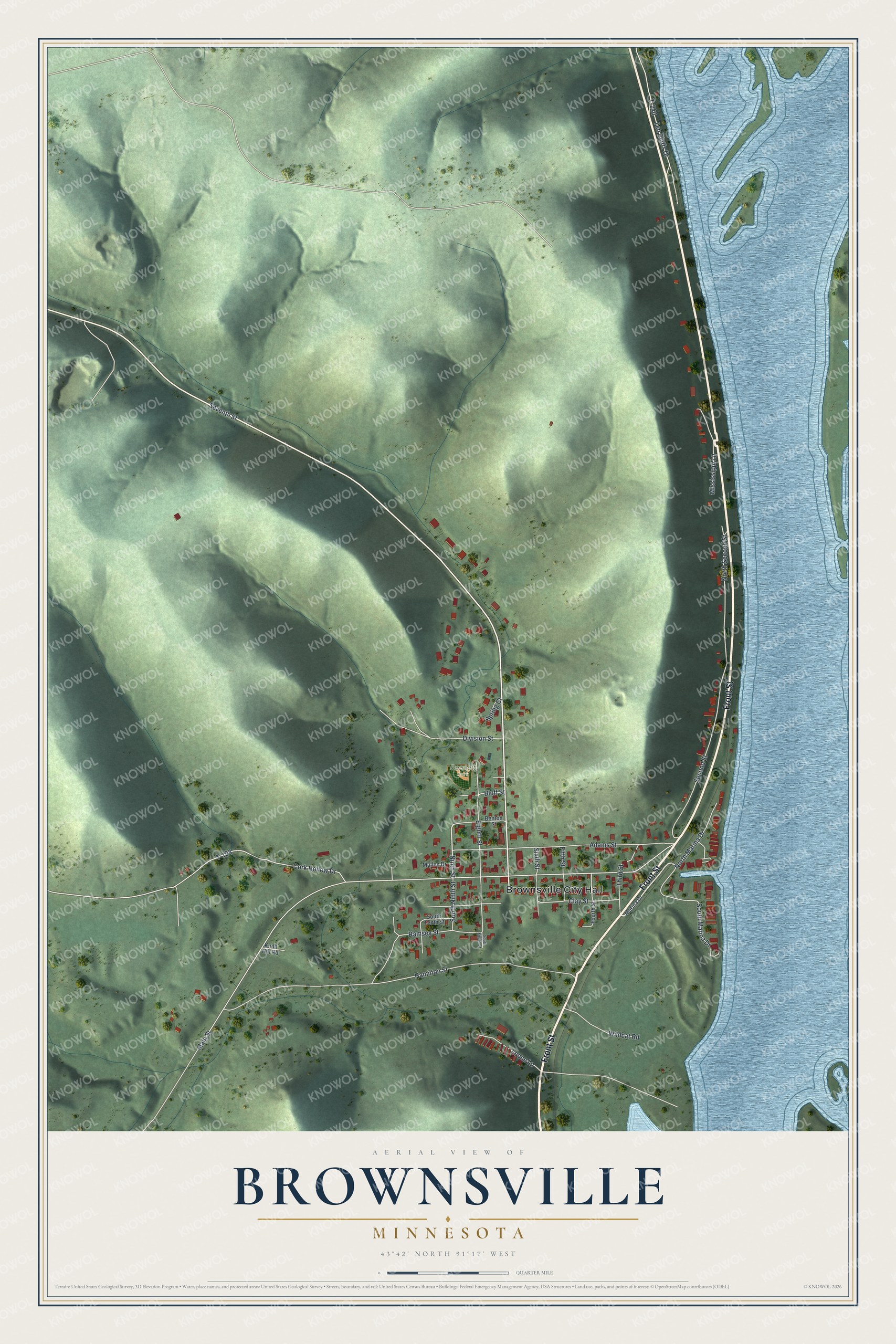 Watermarked full-map preview of Brownsville, Minnesota