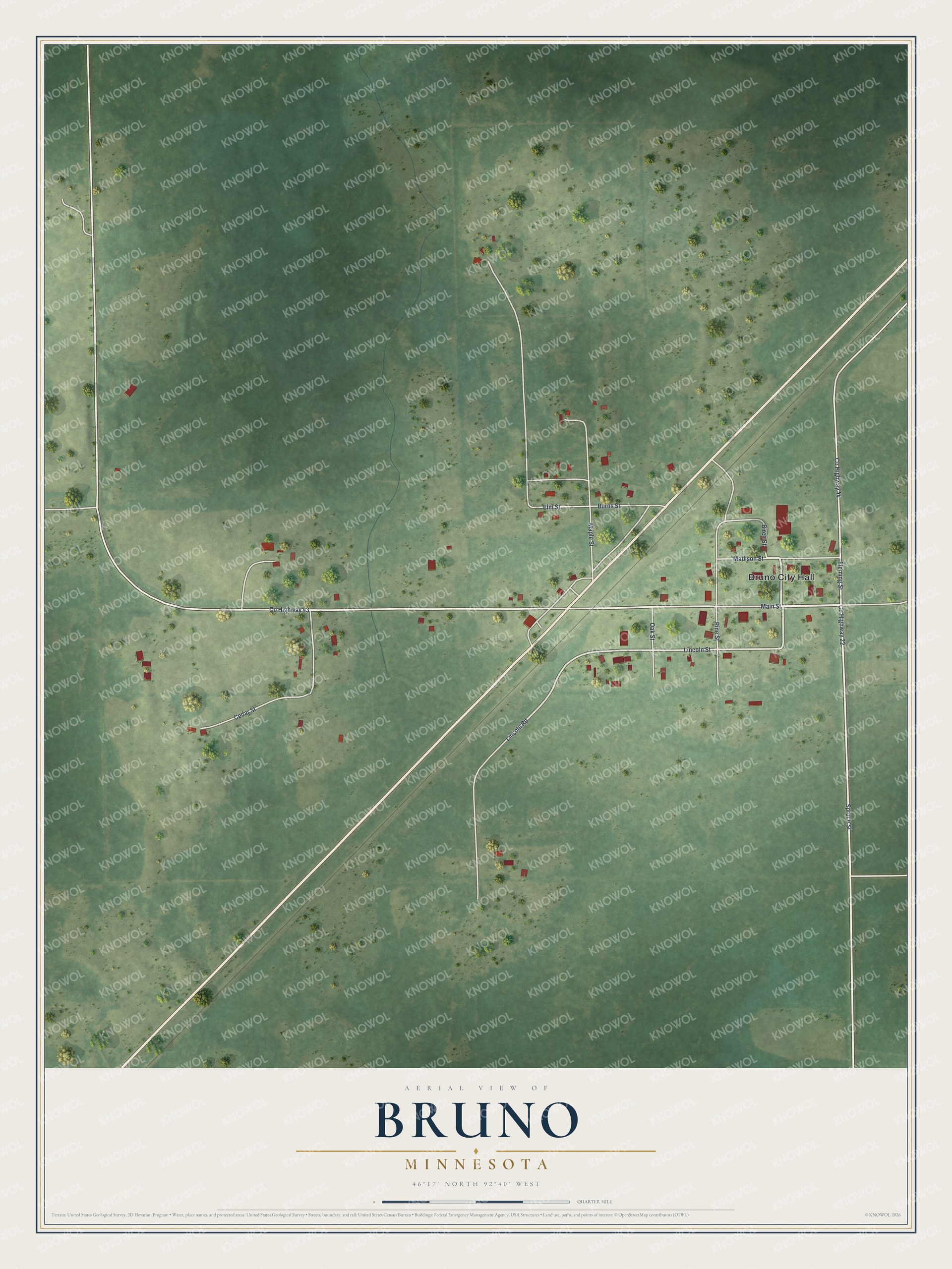 Watermarked full-map preview of Bruno, Minnesota