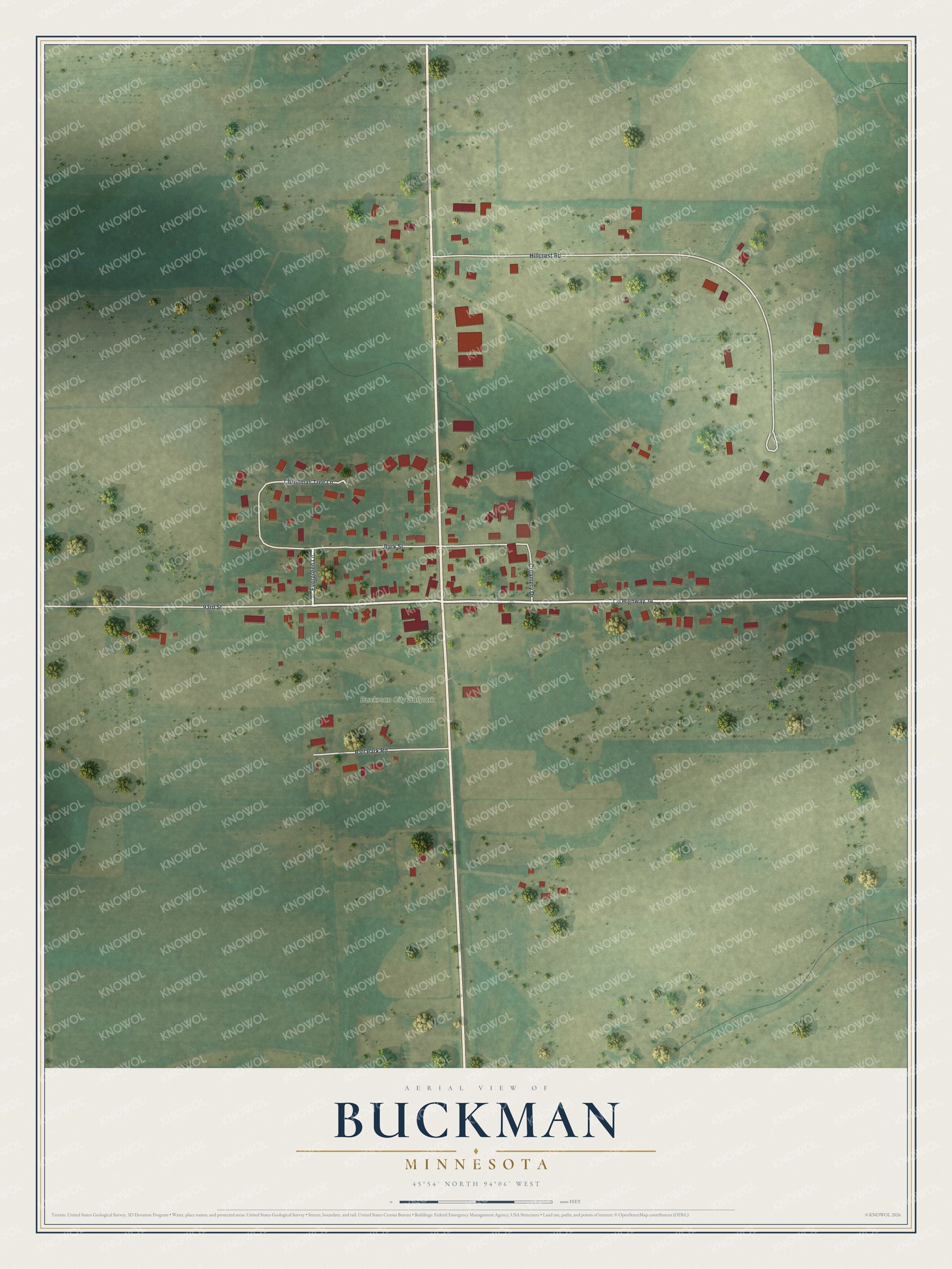 Watermarked full-map preview of Buckman, Minnesota