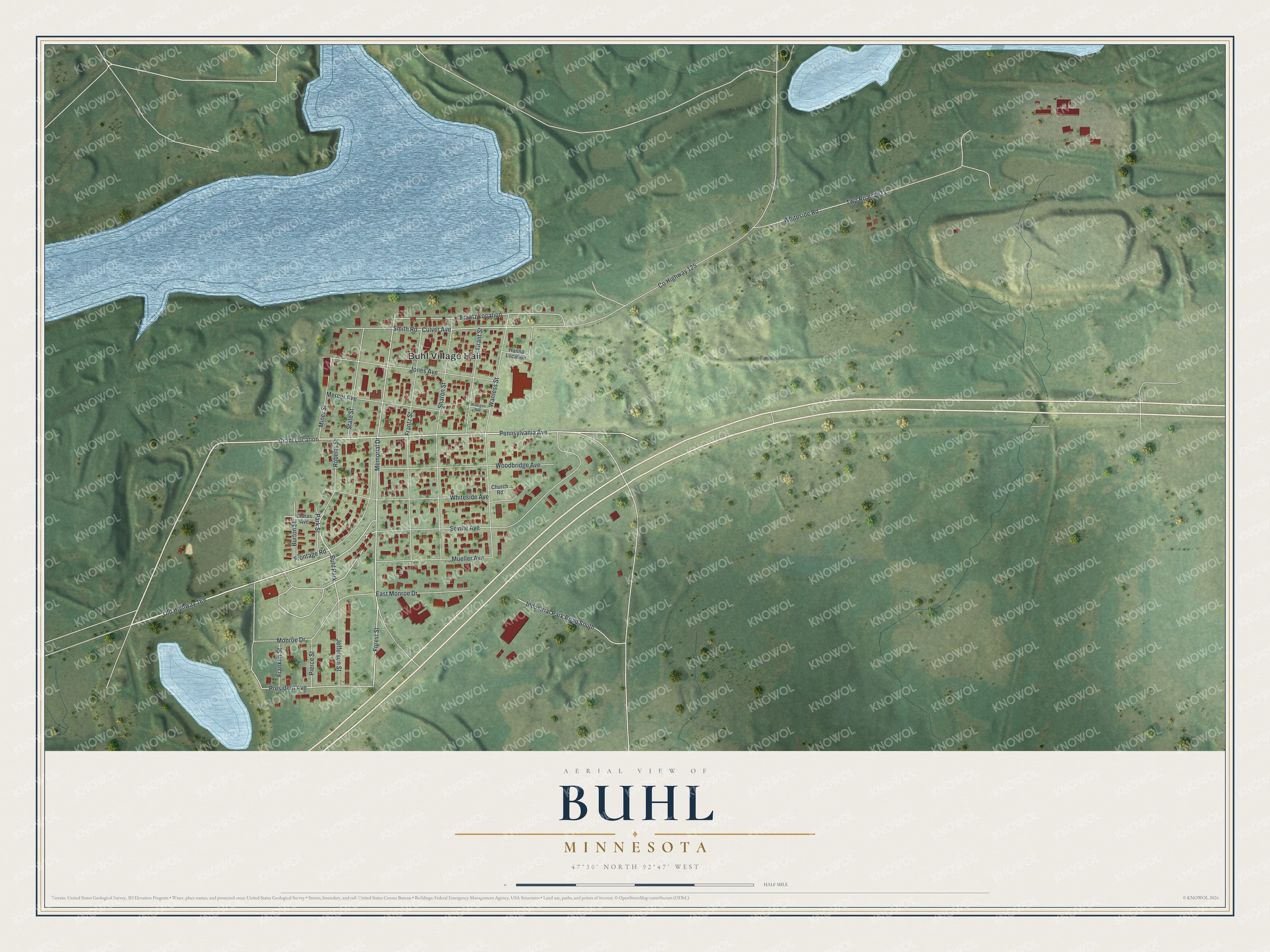 Watermarked full-map preview of Buhl, Minnesota