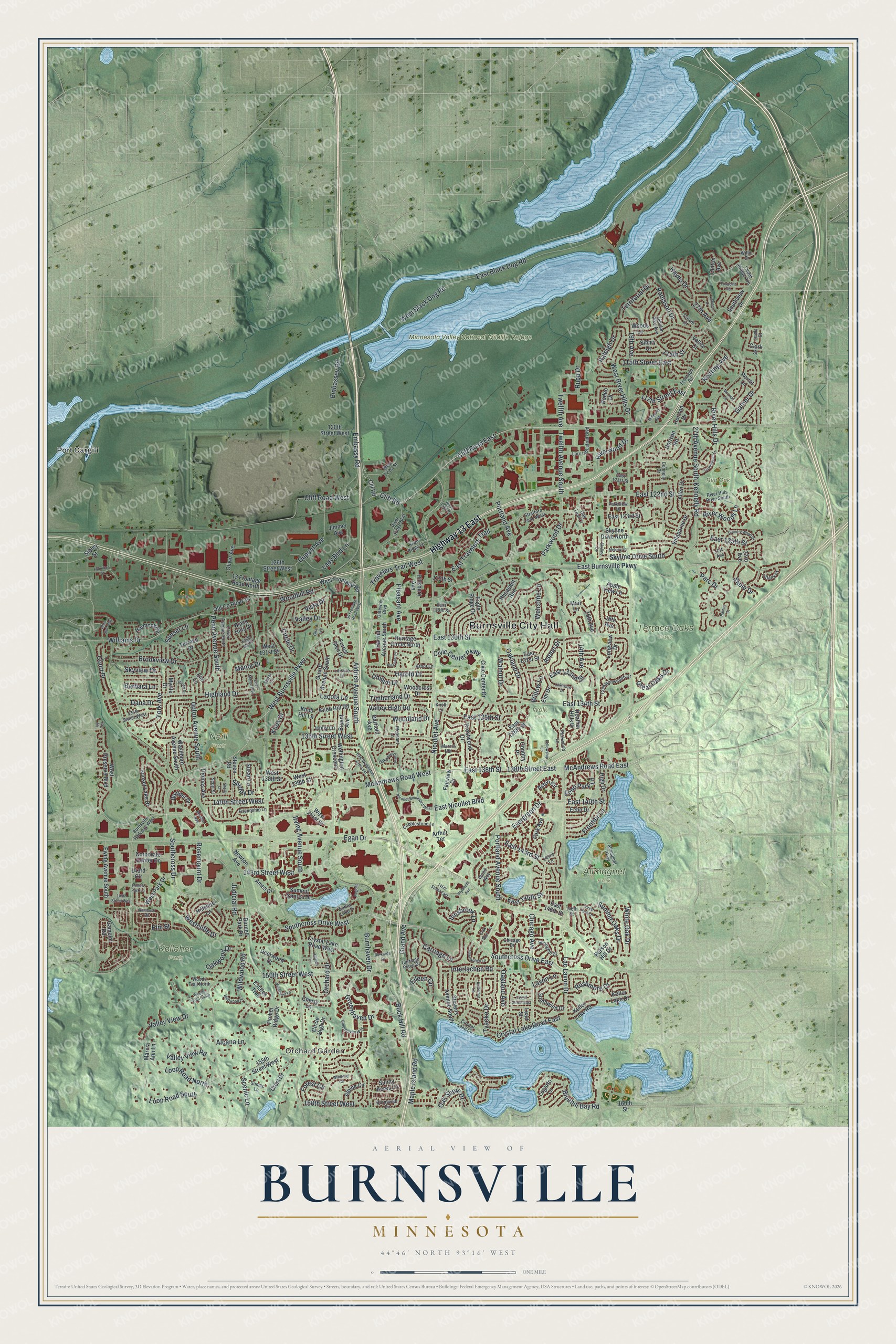 Watermarked full-map preview of Burnsville, Minnesota