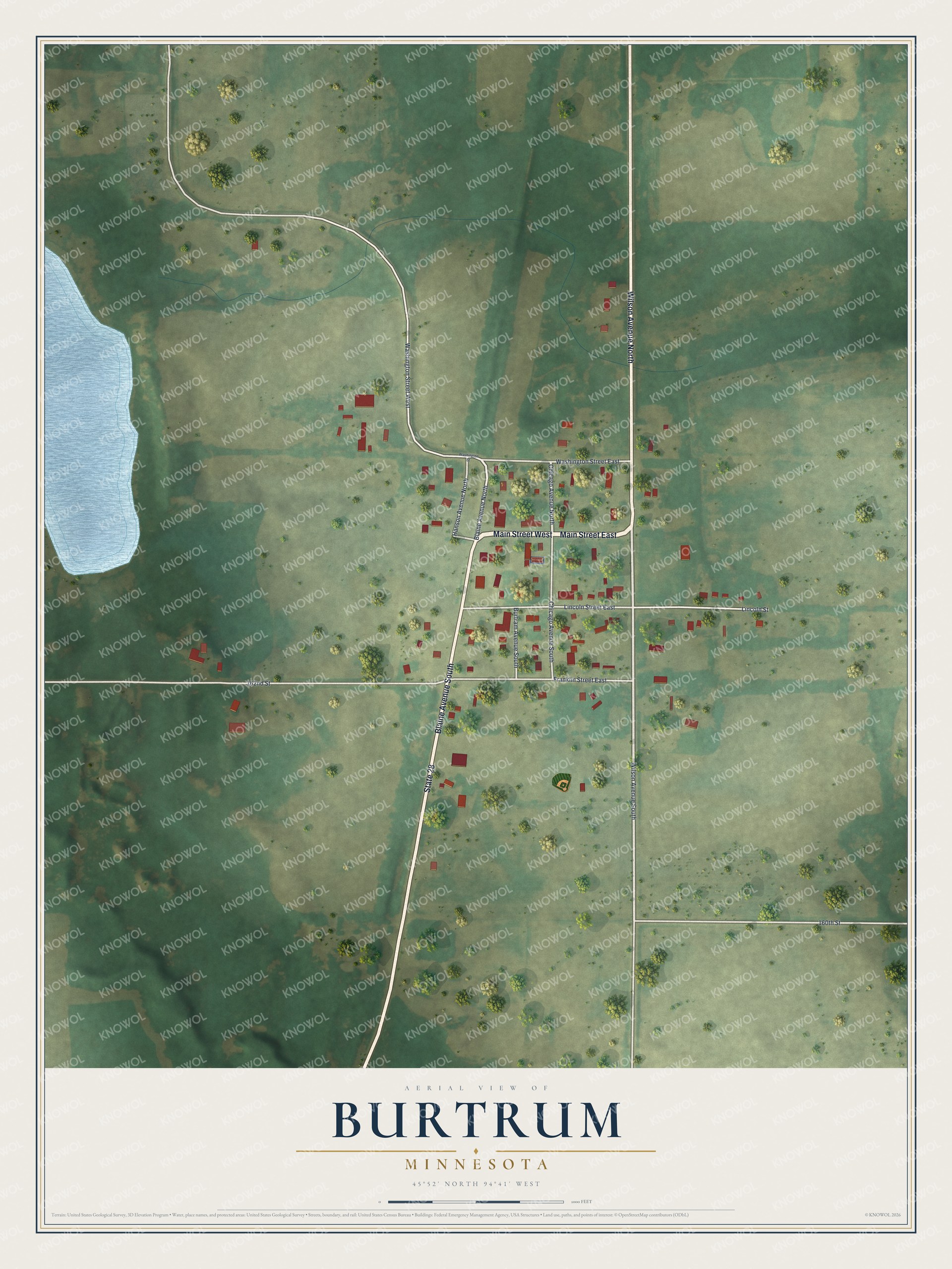 Watermarked full-map preview of Burtrum, Minnesota