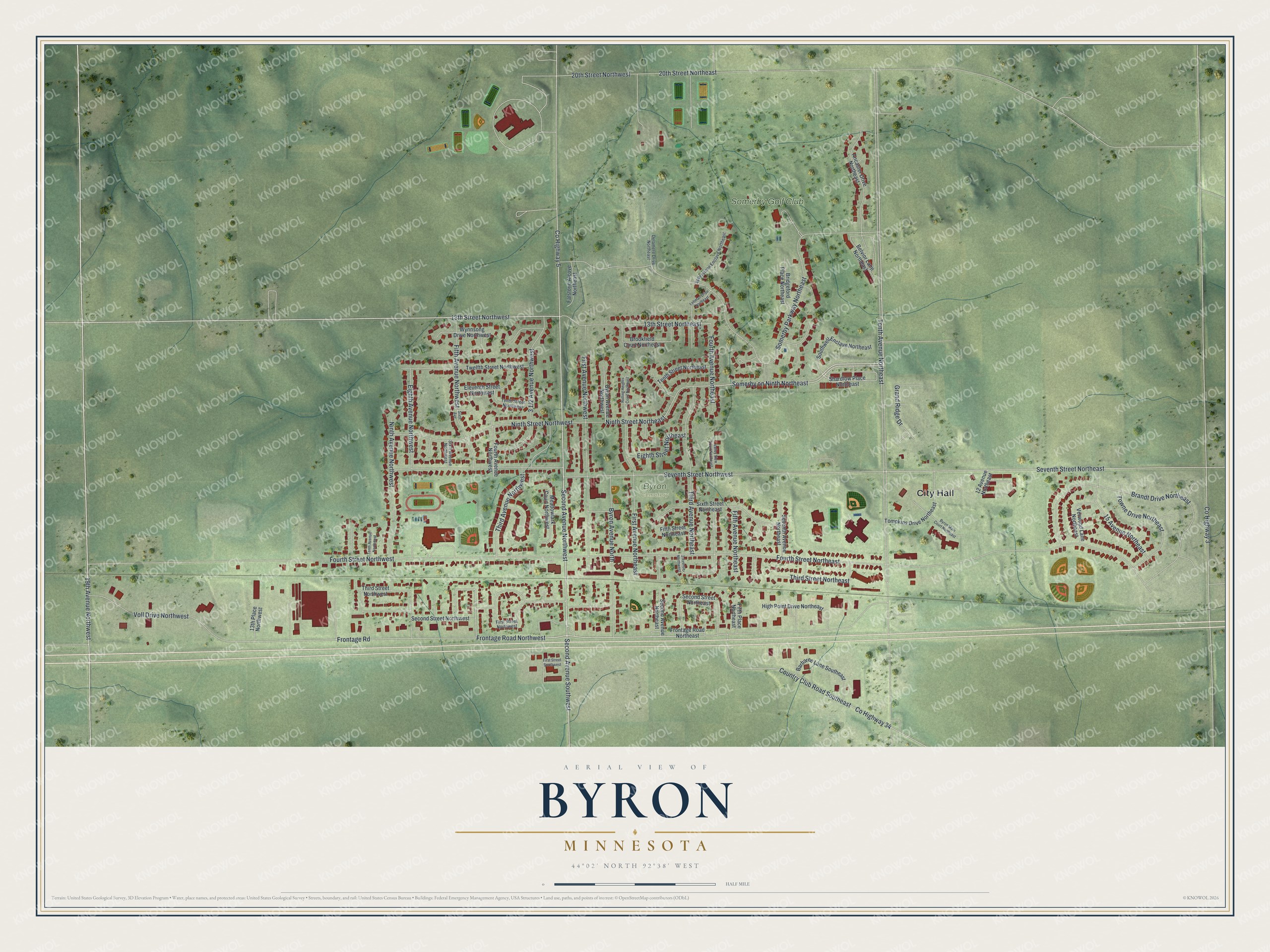 Watermarked full-map preview of Byron, Minnesota