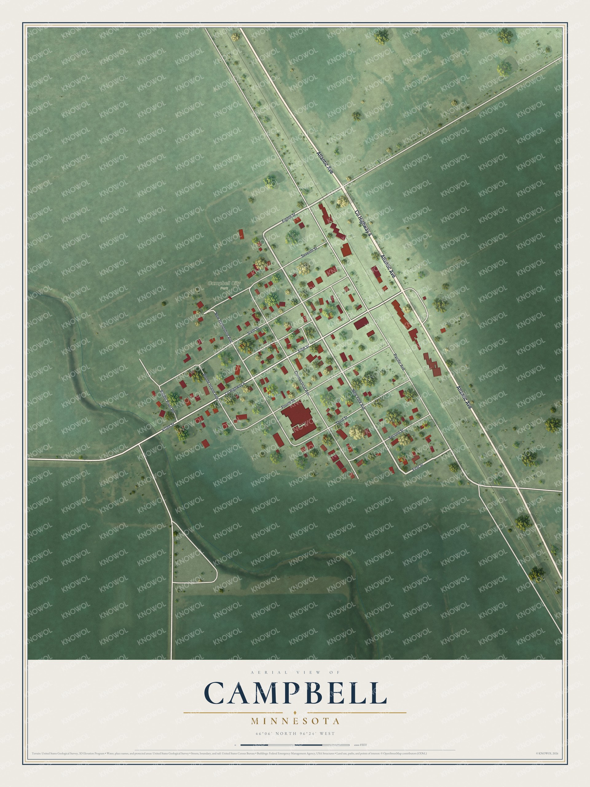 Watermarked full-map preview of Campbell, Minnesota