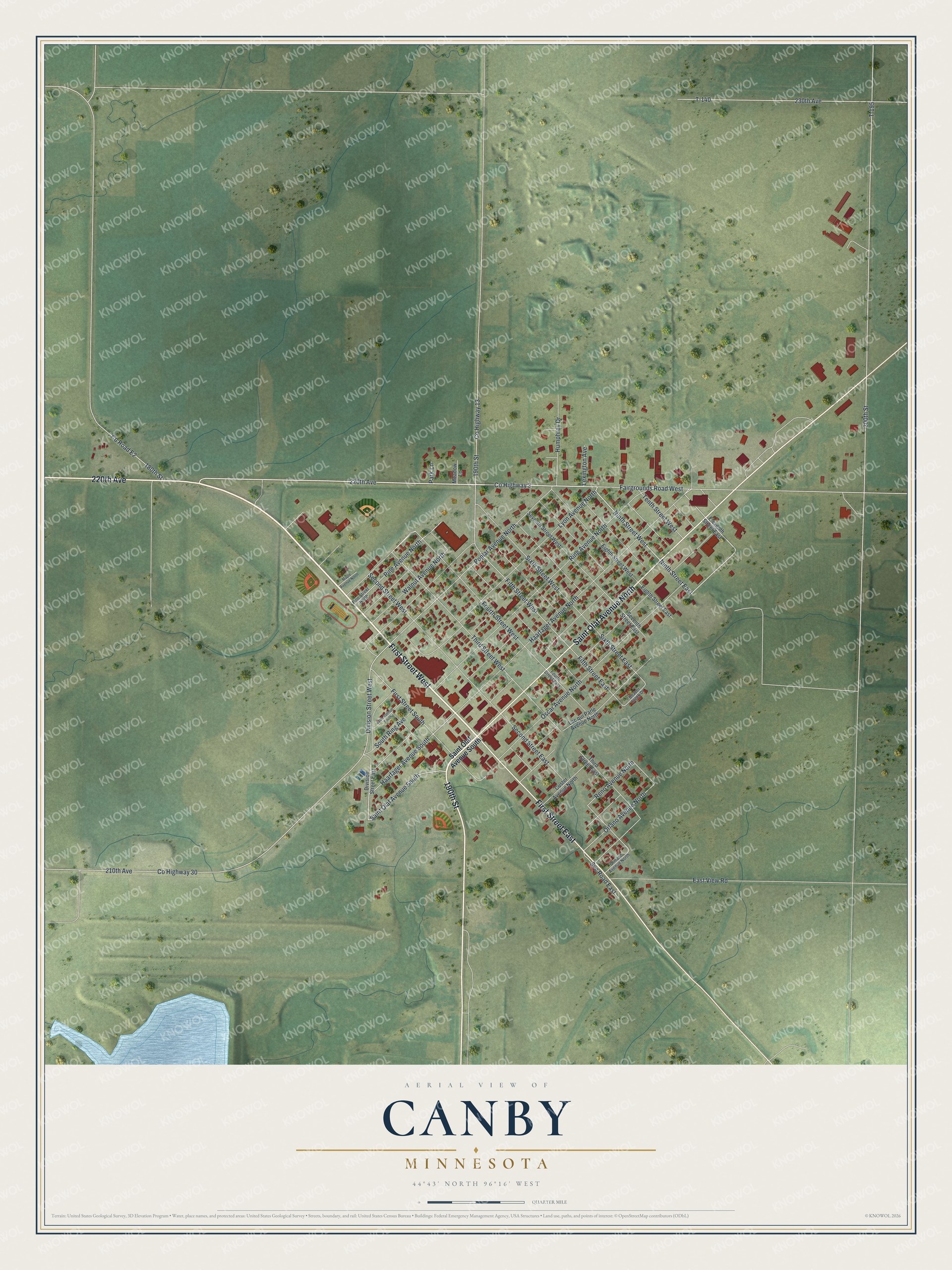 Watermarked full-map preview of Canby, Minnesota