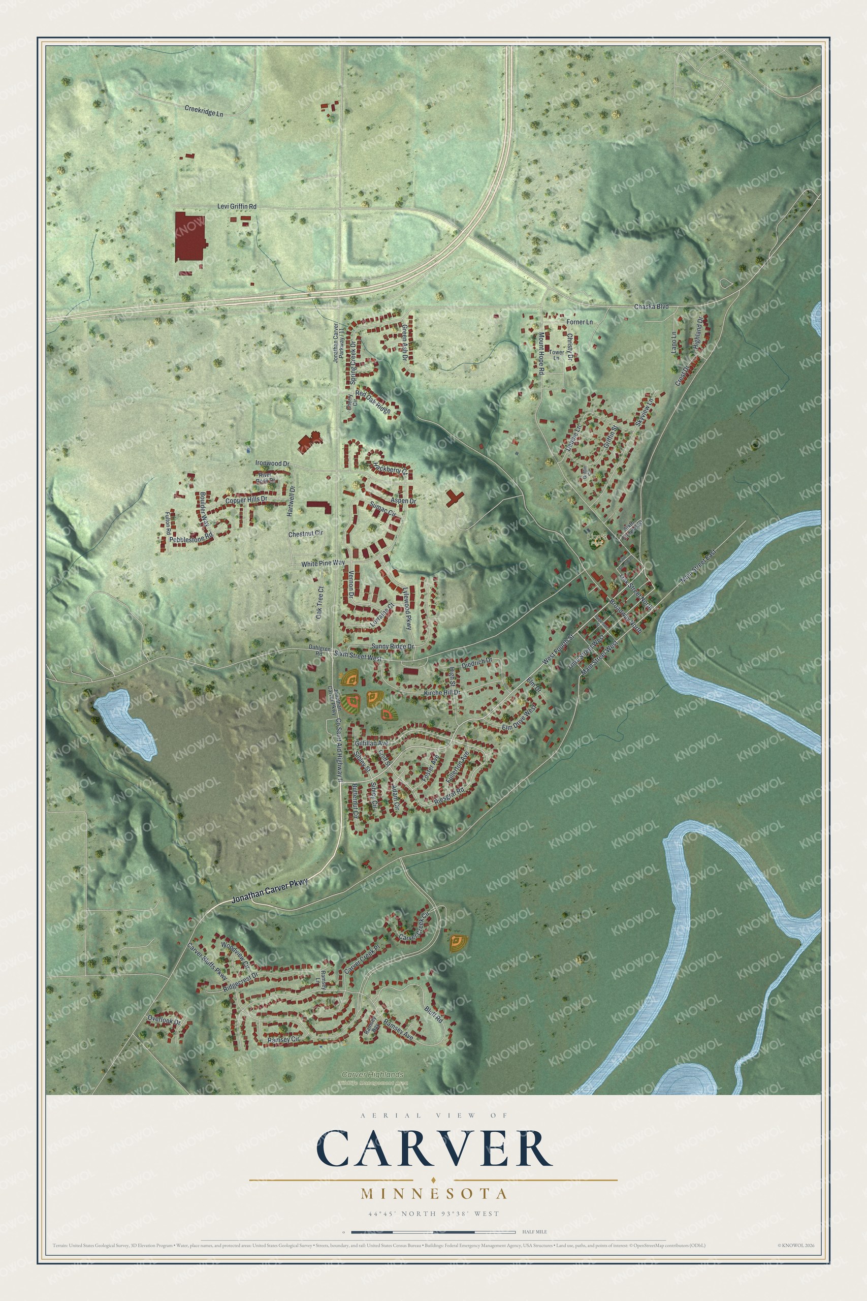 Watermarked full-map preview of Carver, Minnesota