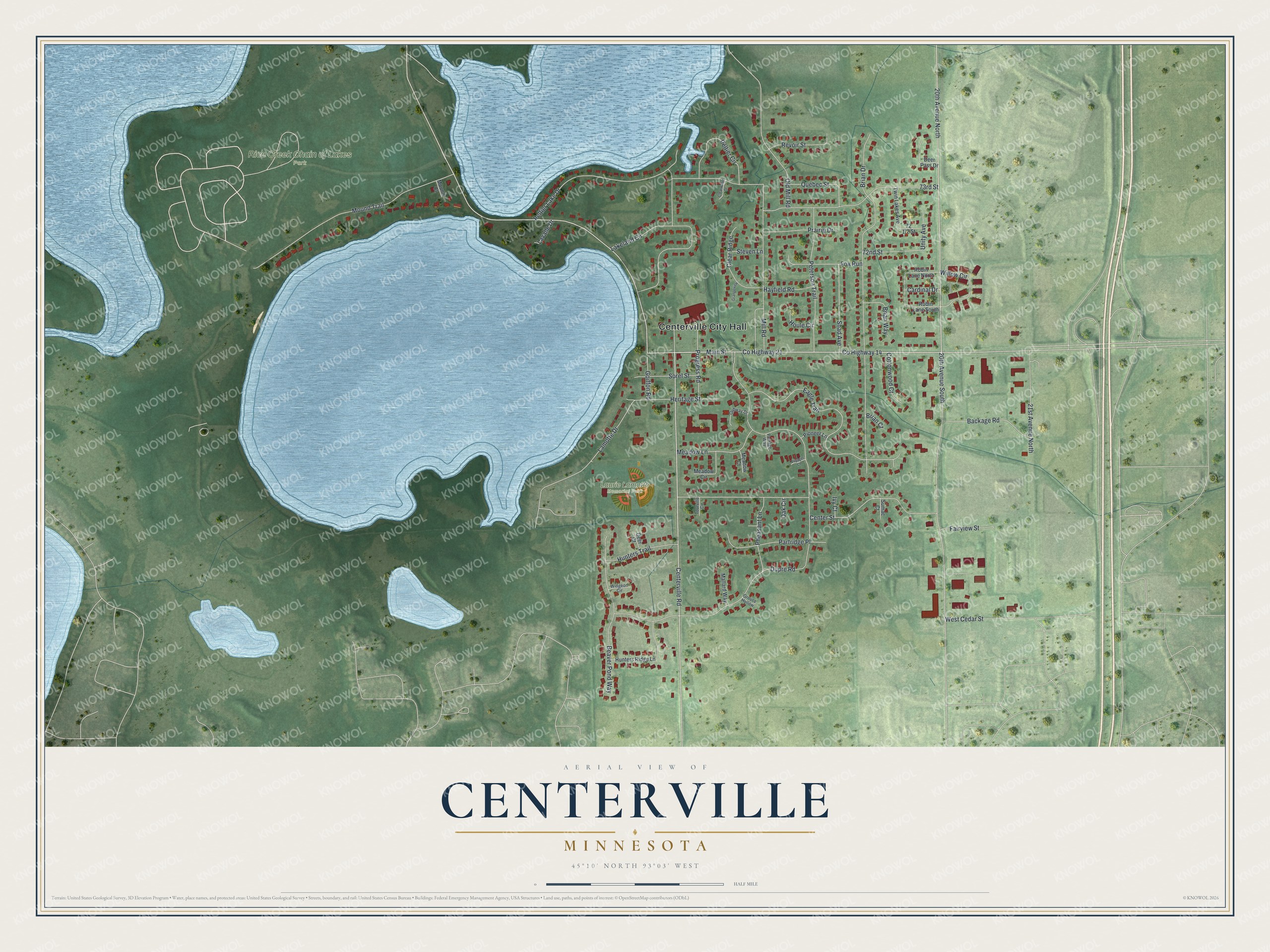 Watermarked full-map preview of Centerville, Minnesota